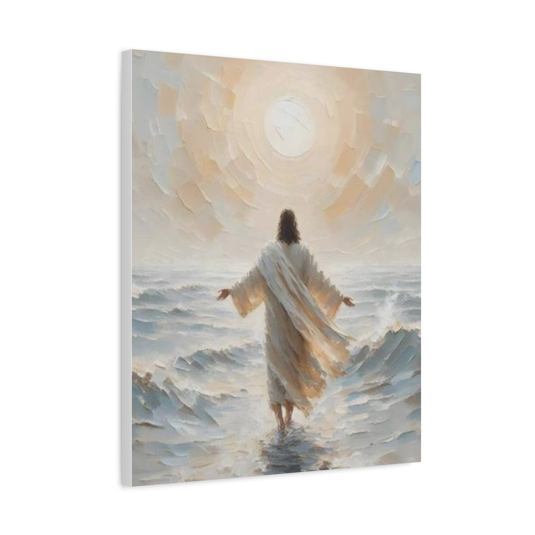 Jesus Walking on Water Canvas Wall Art – Christian Faith Ocean Artwork | Inspirational Christian Home Décor