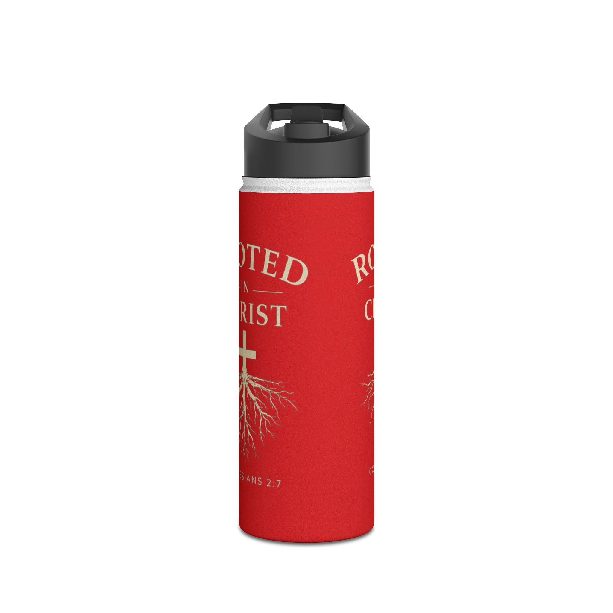 Rooted in Christ Christian Water Bottle – Colossians 2:7 Faith-Based Stainless Steel Tumbler, Inspirational Scripture Drinkware