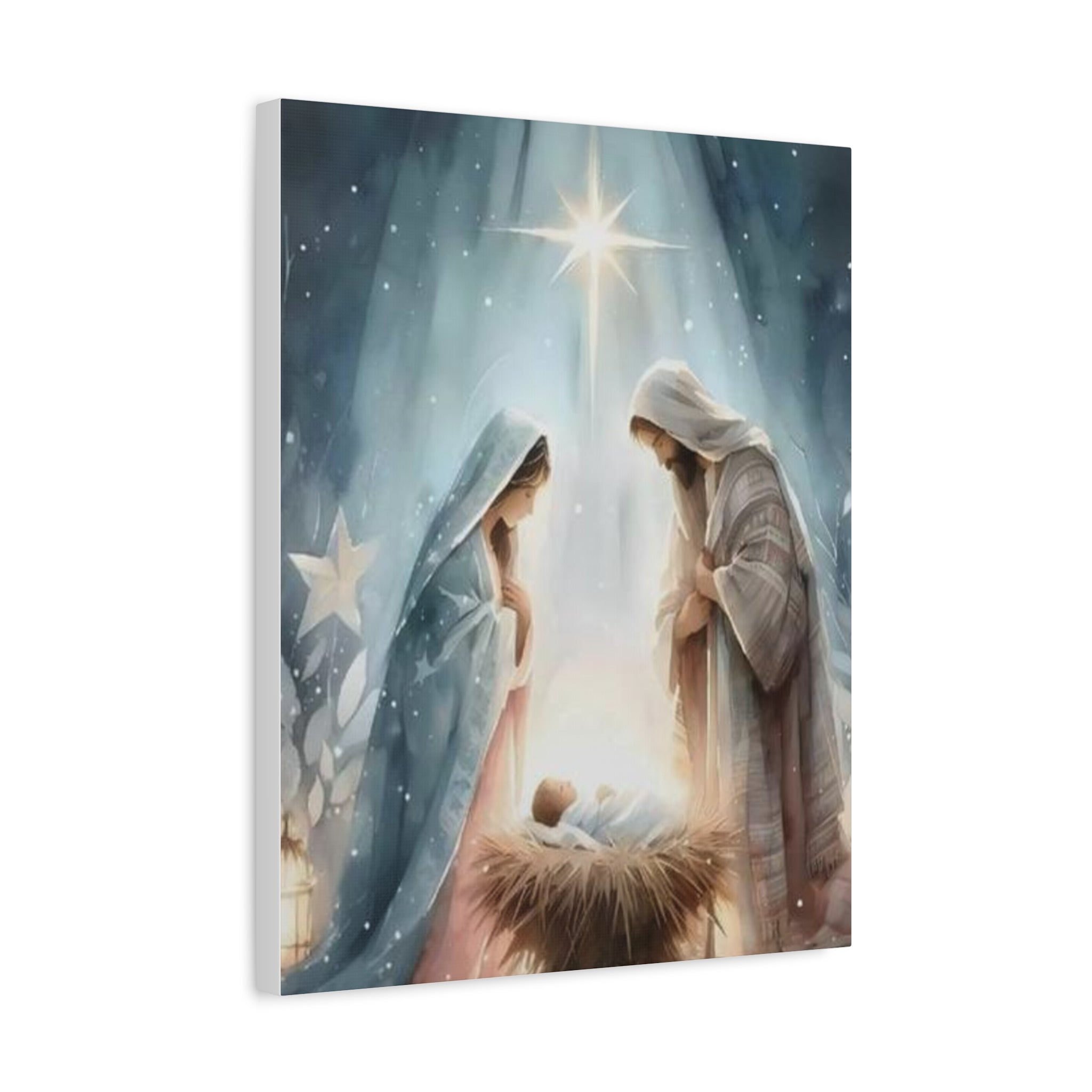 Holy Family Nativity Canvas Wall Art – Mary and Joseph Christian Christmas Artwork, Faith-Inspired Home Décor