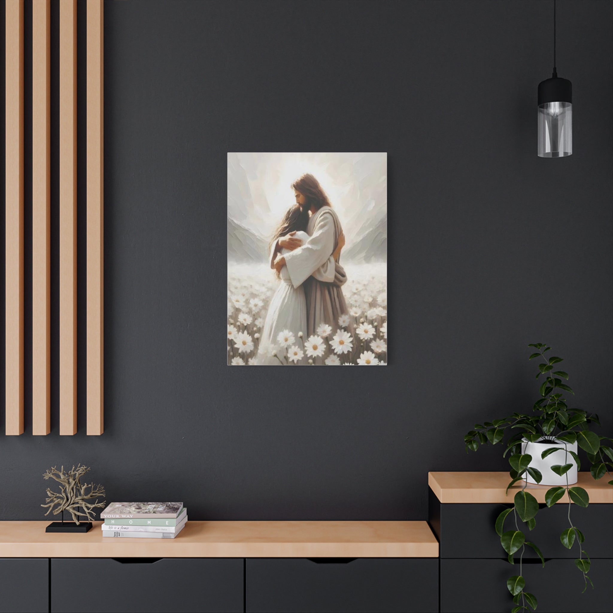 Jesus Embrace Canvas Wall Art – Christian Faith Artwork of Christ’s Love | Inspirational Christian Home Décor