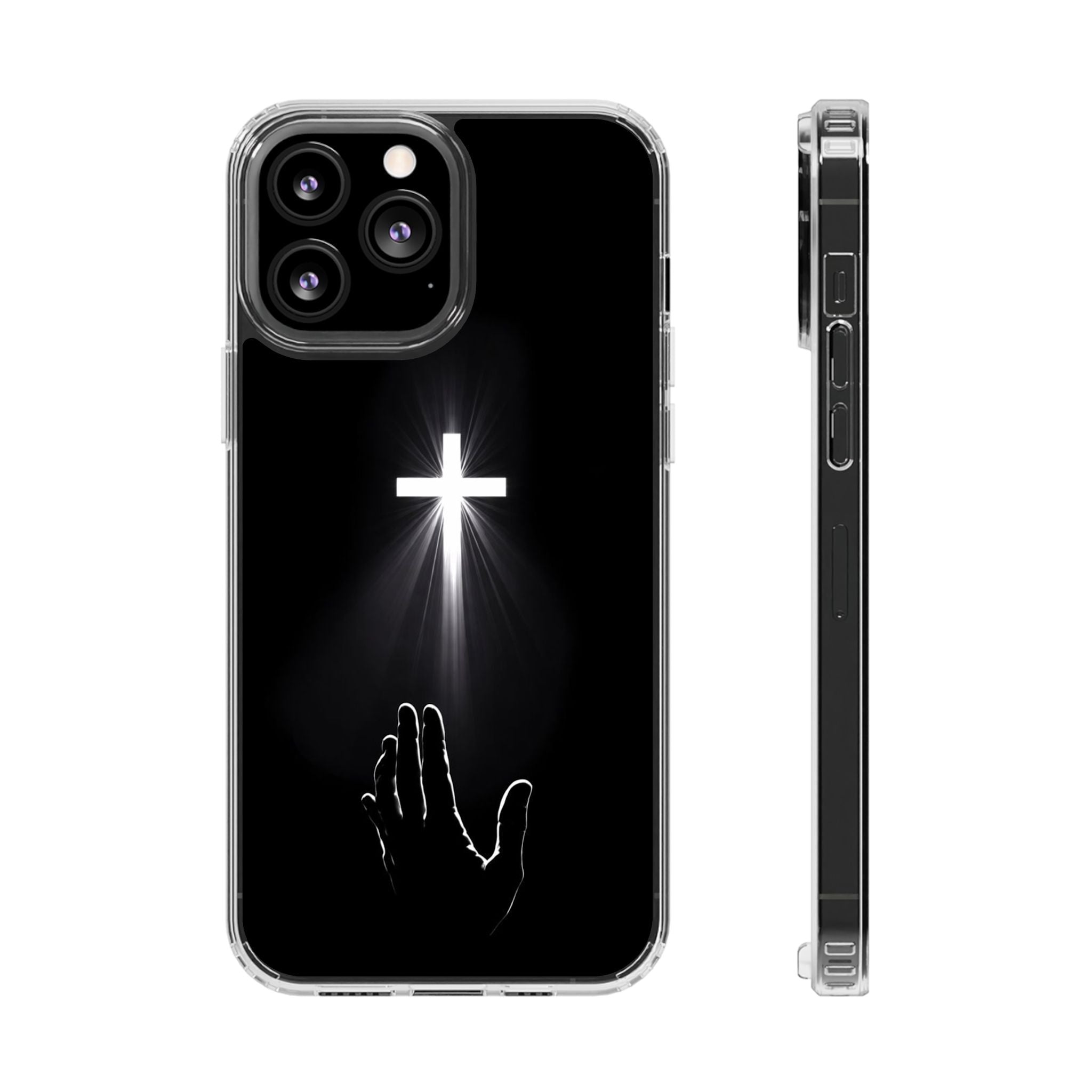 Christian Phone Case with Glowing Cross – Faith Over Fear Inspirational Protective iPhone Case | Religious Christian Cover