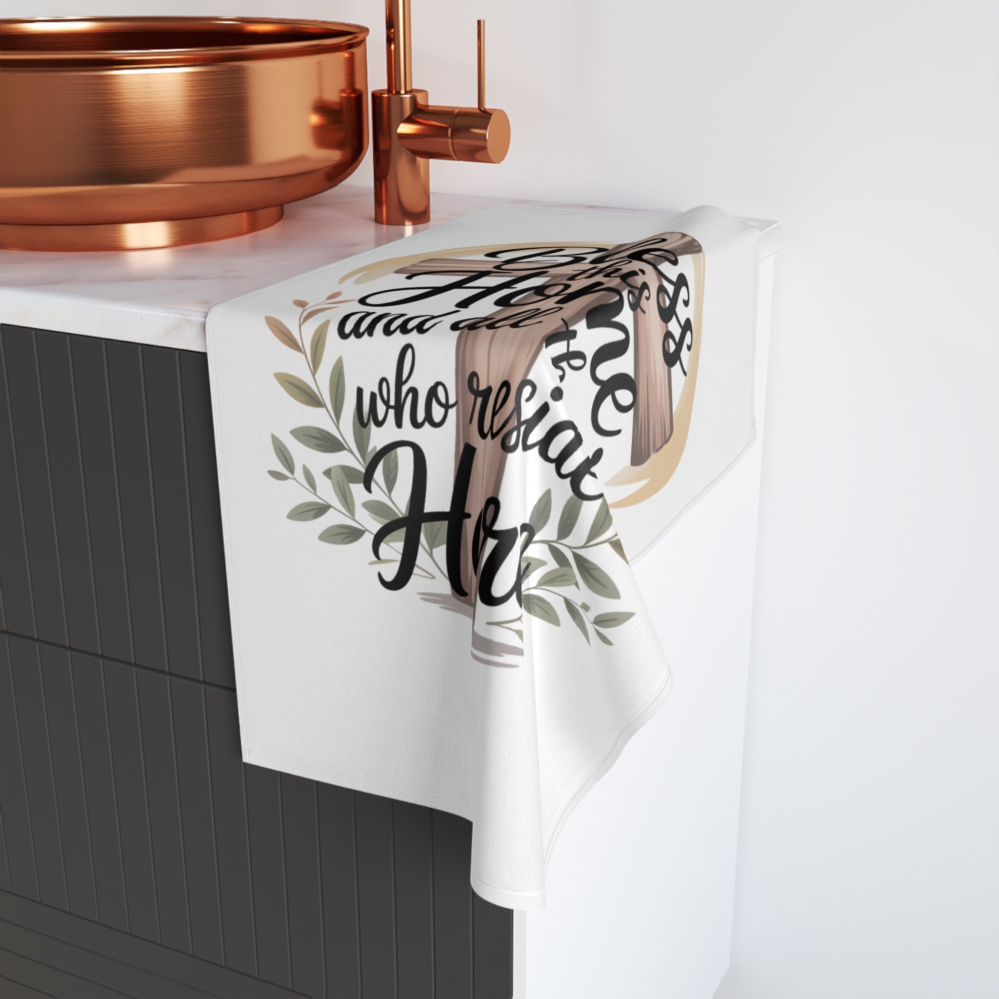 Christian Hand Towel – “Bless This Home” Scripture Kitchen & Bathroom Towel | Faith-Based Home Decor by Faith & Home Co