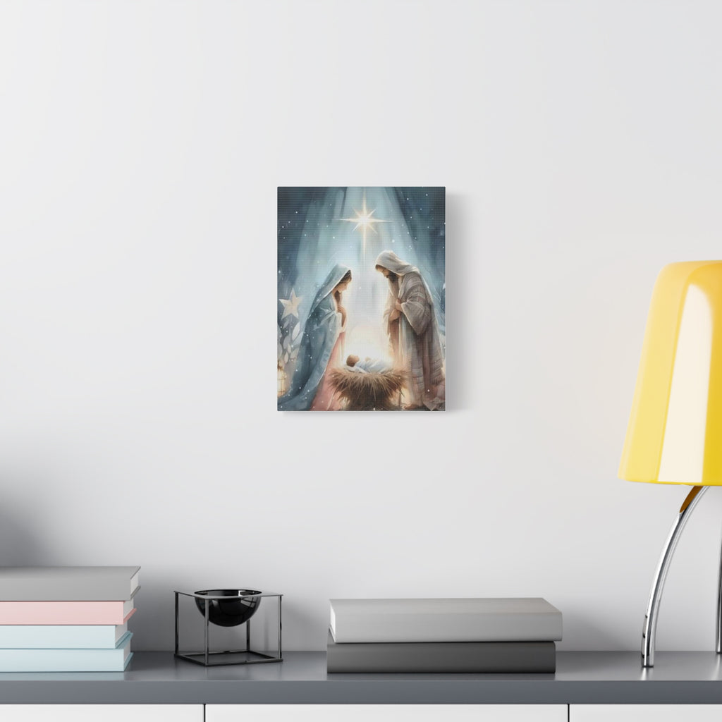 Holy Family Nativity Canvas Wall Art – Mary and Joseph Christian Christmas Artwork, Faith-Inspired Home Décor