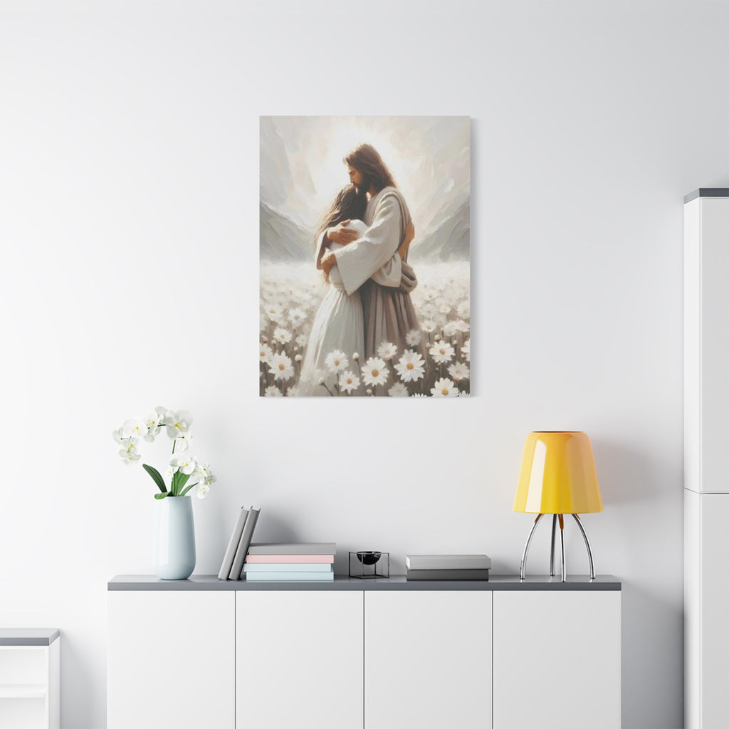 Jesus Embrace Canvas Wall Art – Christian Faith Artwork of Christ’s Love | Inspirational Christian Home Décor