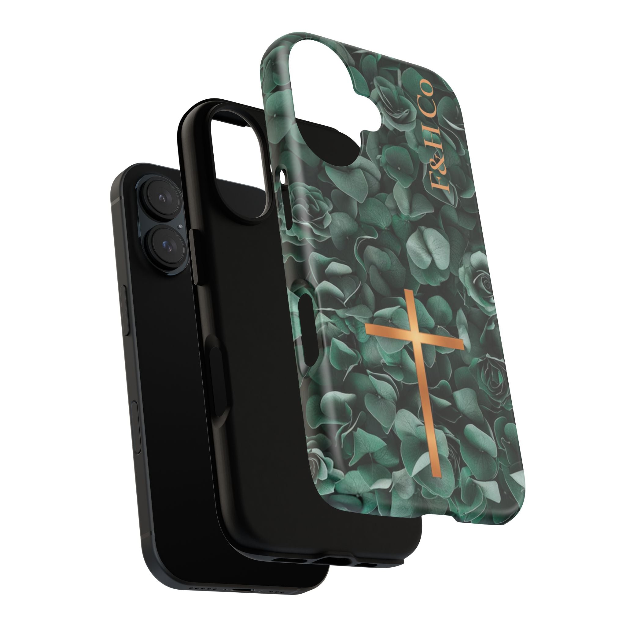 Christian Floral iPhone Case with Cross – Forest Green Faith Phone Cover | Faith & Home Co