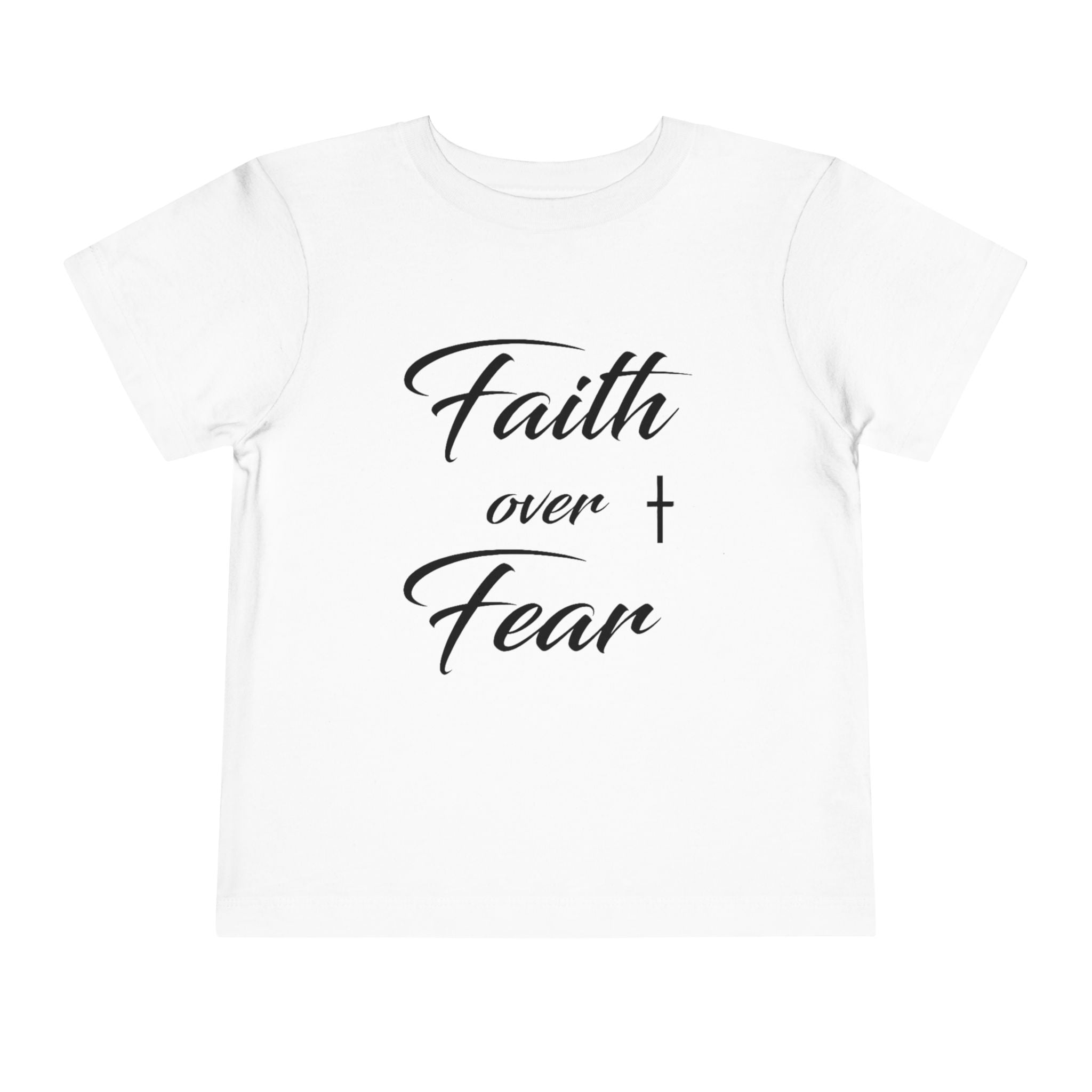 Toddler Christian T-Shirt “Faith Over Fear” – Inspirational Faith-Based Tee for Boys & Girls