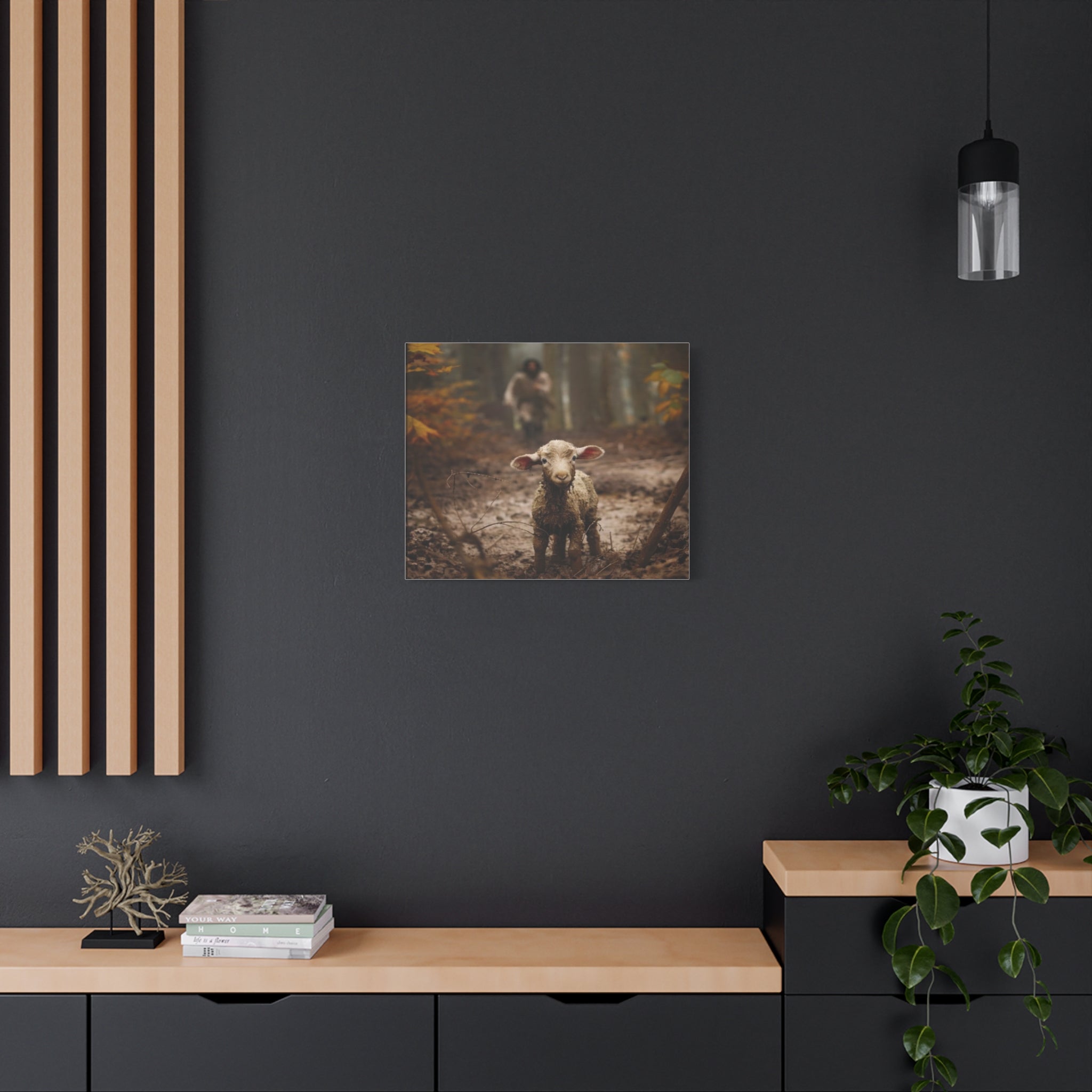 The Lost Lamb Canvas Wall Art | Faith-Inspired Christian Home Décor | Shepherd & Lamb Biblical Artwork