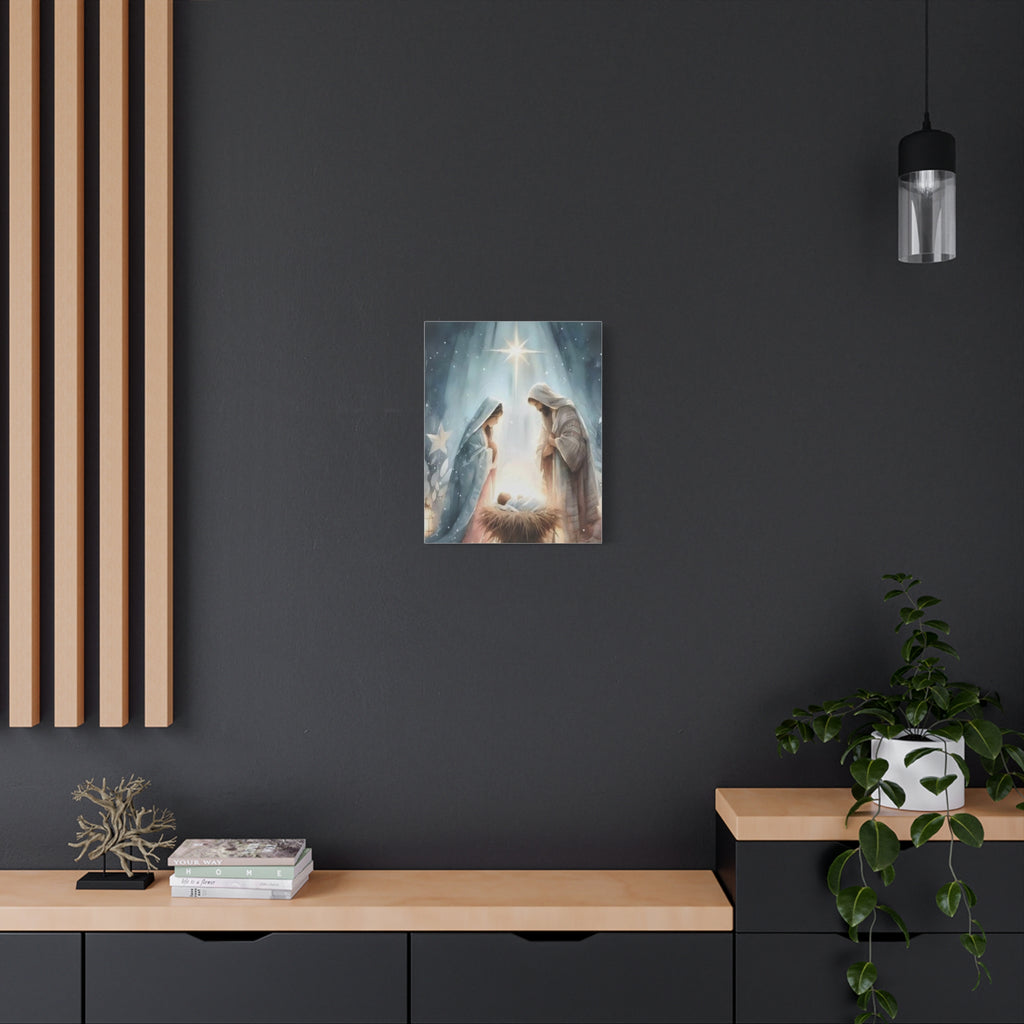 Holy Family Nativity Canvas Wall Art – Mary and Joseph Christian Christmas Artwork, Faith-Inspired Home Décor