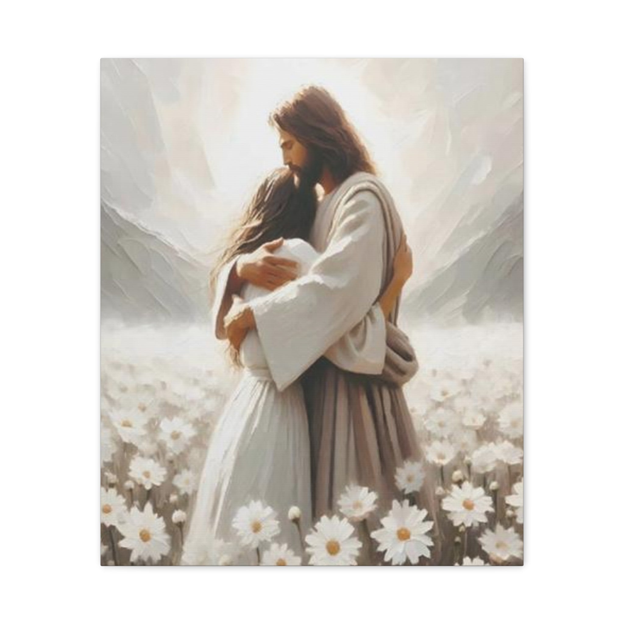 Jesus Embrace Canvas Wall Art – Christian Faith Artwork of Christ’s Love | Inspirational Christian Home Décor