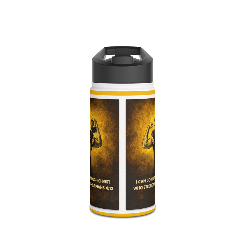 Inspirational Christian Water Bottle – “I Can Do All Things” Philippians 4:13 – Faith Motivational Sports Bottle