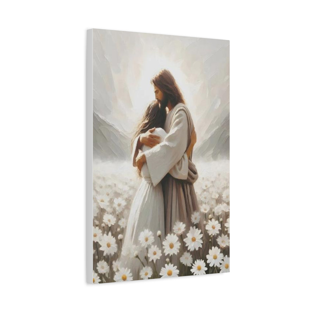 Jesus Embrace Canvas Wall Art – Christian Faith Artwork of Christ’s Love | Inspirational Christian Home Décor