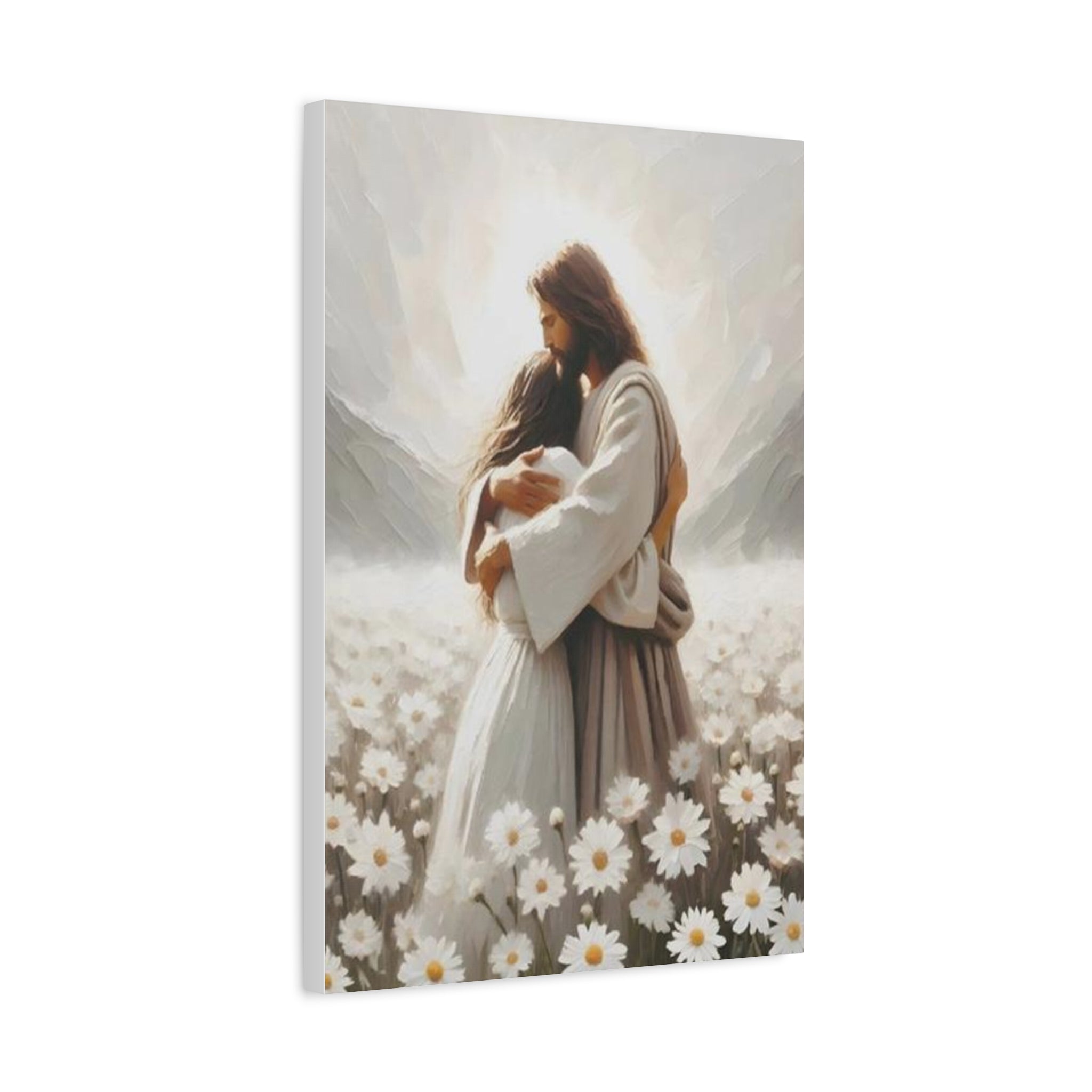 Jesus Embrace Canvas Wall Art – Christian Faith Artwork of Christ’s Love | Inspirational Christian Home Décor