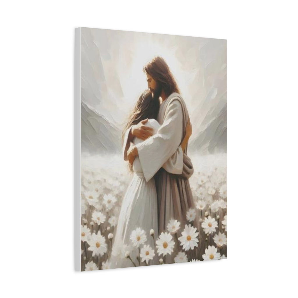 Jesus Embrace Canvas Wall Art – Christian Faith Artwork of Christ’s Love | Inspirational Christian Home Décor