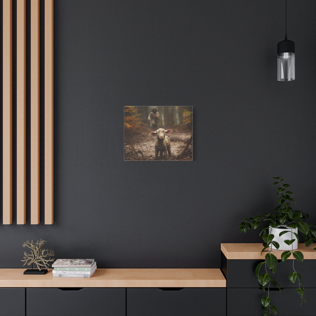 The Lost Lamb Canvas Wall Art | Faith-Inspired Christian Home Décor | Shepherd & Lamb Biblical Artwork