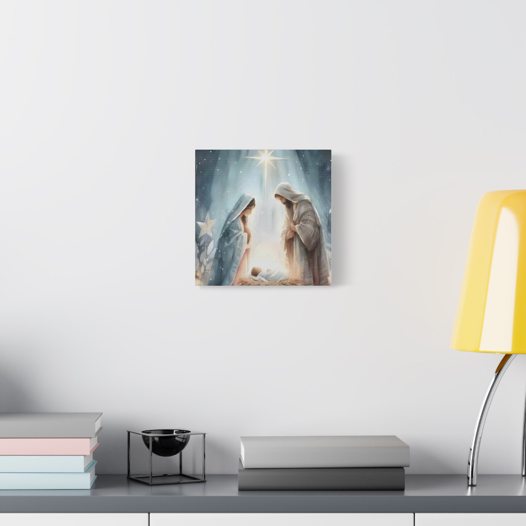 Holy Family Nativity Canvas Wall Art – Mary and Joseph Christian Christmas Artwork, Faith-Inspired Home Décor