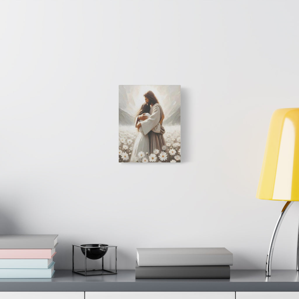Jesus Embrace Canvas Wall Art – Christian Faith Artwork of Christ’s Love | Inspirational Christian Home Décor
