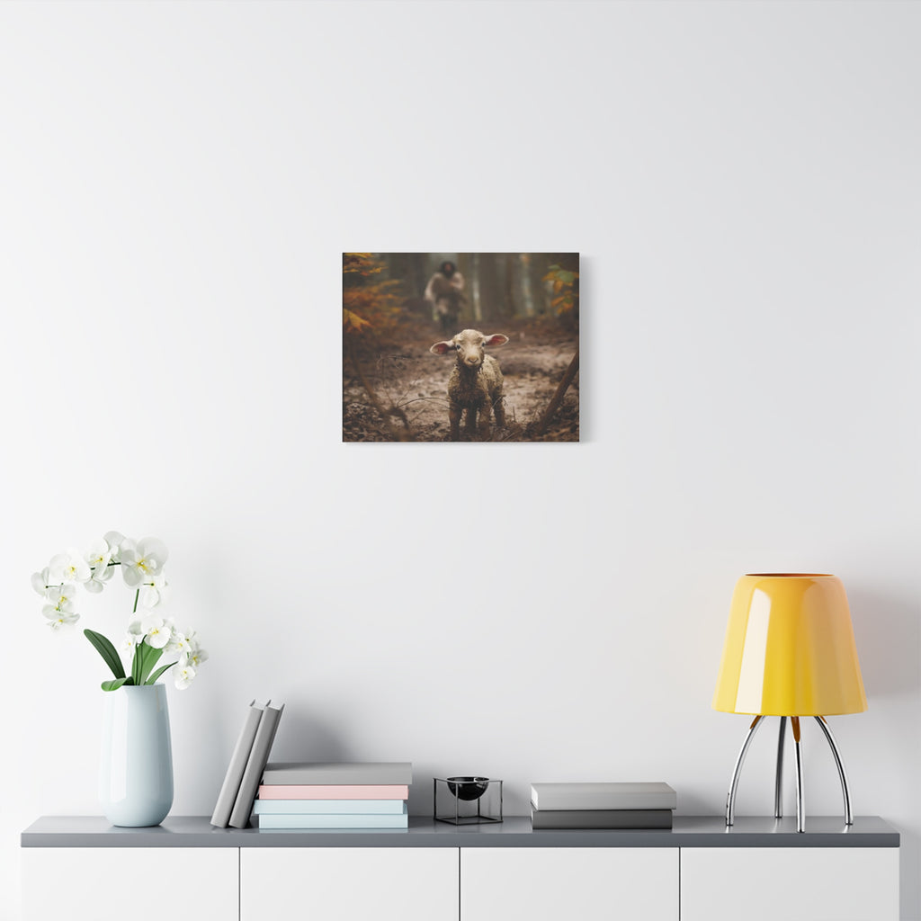 The Lost Lamb Canvas Wall Art | Faith-Inspired Christian Home Décor | Shepherd & Lamb Biblical Artwork