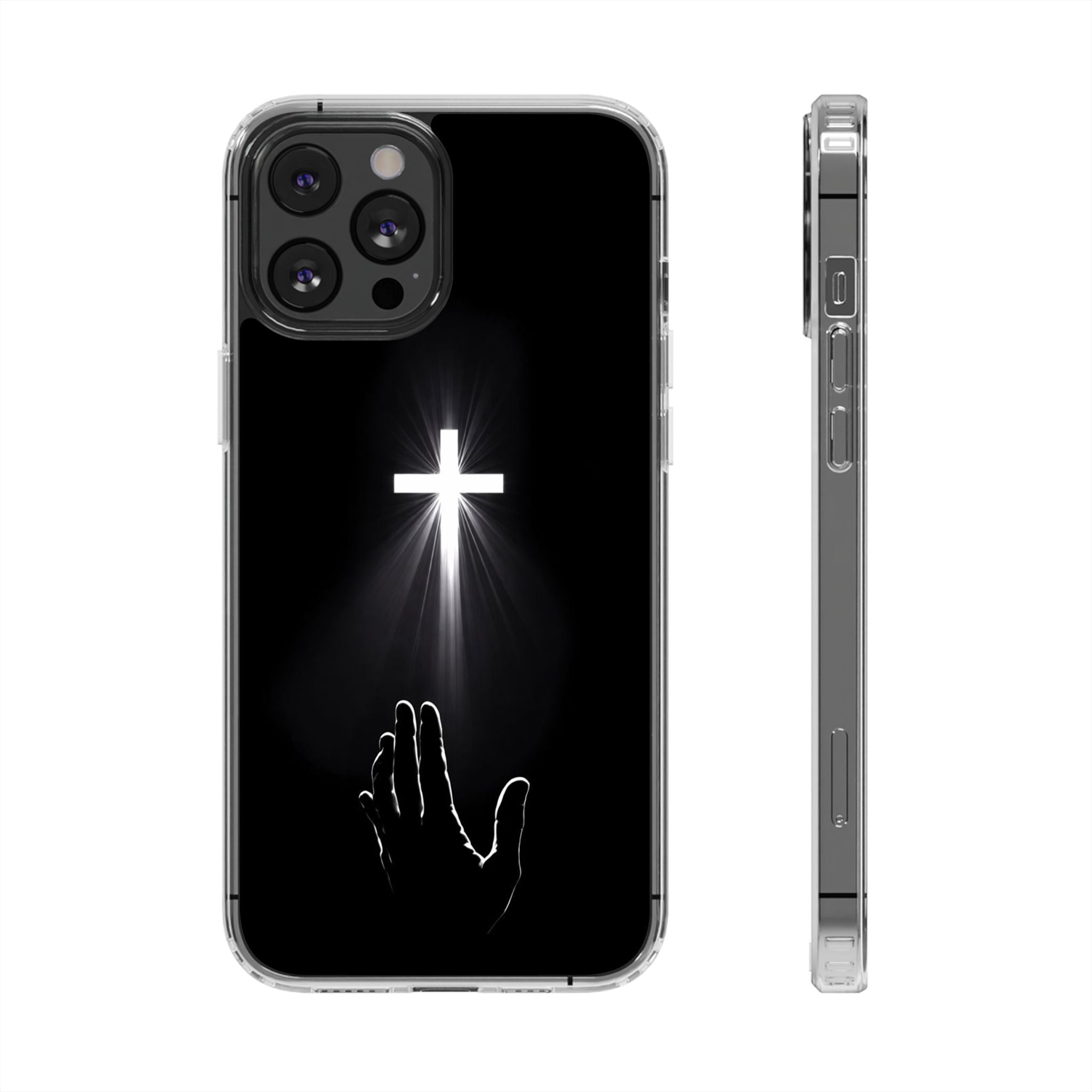 Christian Phone Case with Glowing Cross – Faith Over Fear Inspirational Protective iPhone Case | Religious Christian Cover