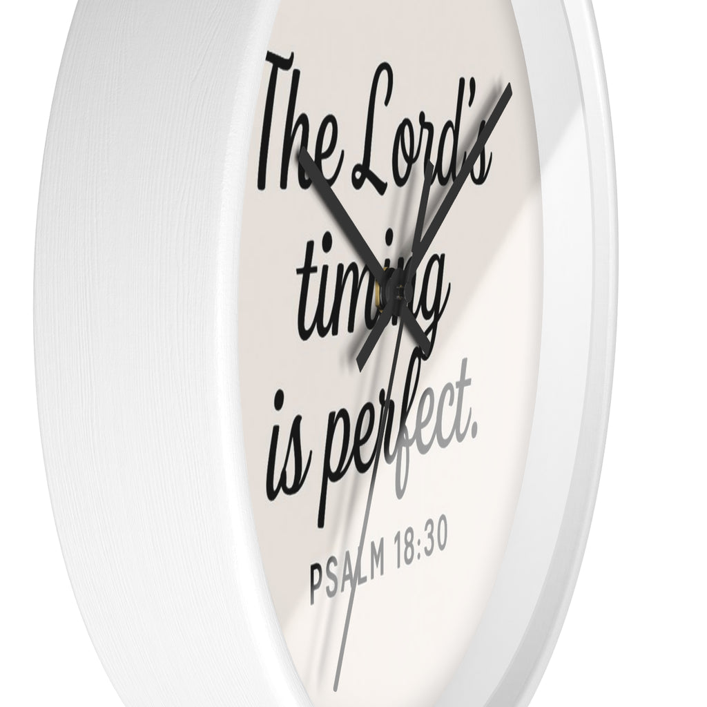 “The Lord’s Timing Is Perfect” Christian Wall Clock – Psalm 18:30 Faith-Inspired Home Décor | Faith & Home Co.