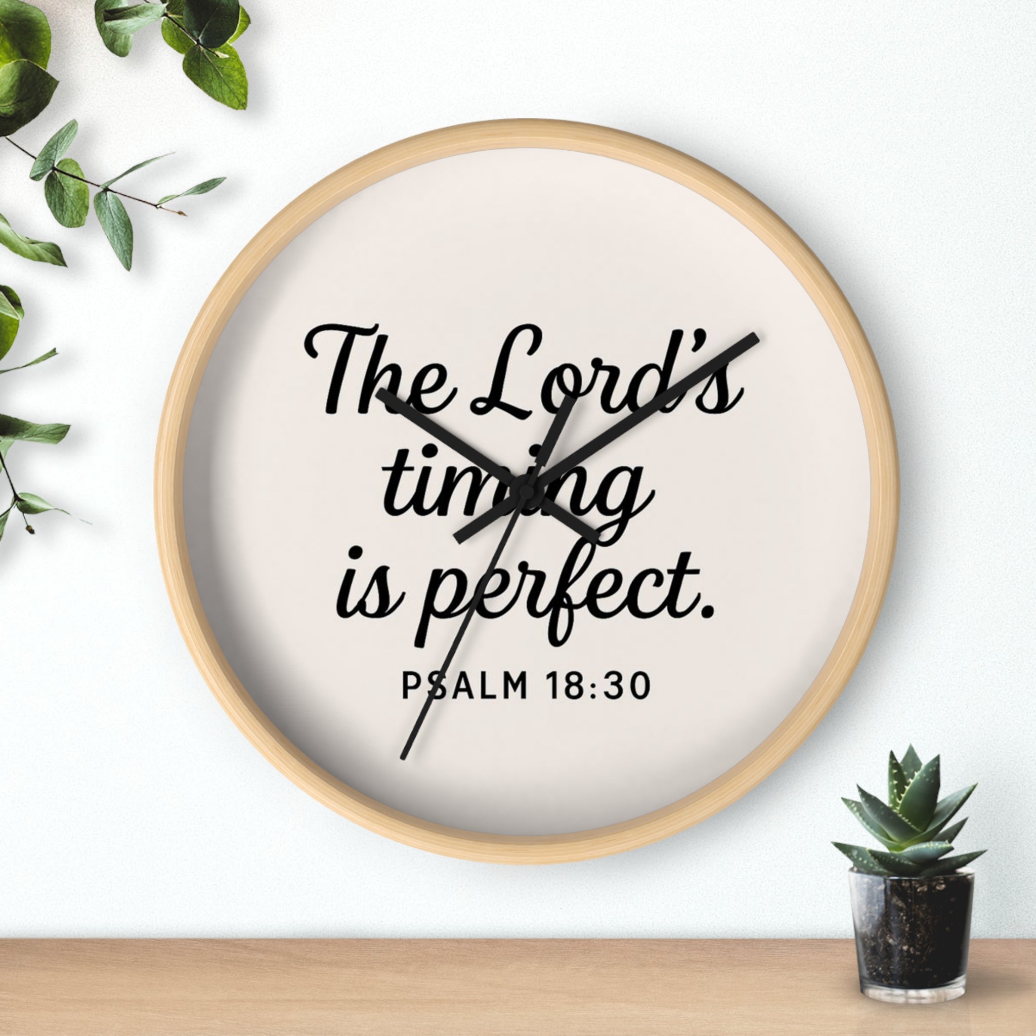 “The Lord’s Timing Is Perfect” Christian Wall Clock – Psalm 18:30 Faith-Inspired Home Décor | Faith & Home Co.