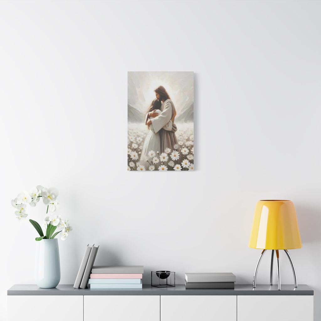 Jesus Embrace Canvas Wall Art – Christian Faith Artwork of Christ’s Love | Inspirational Christian Home Décor
