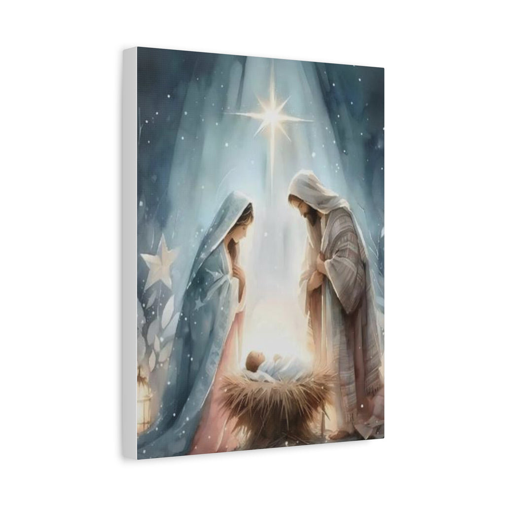 Holy Family Nativity Canvas Wall Art – Mary and Joseph Christian Christmas Artwork, Faith-Inspired Home Décor