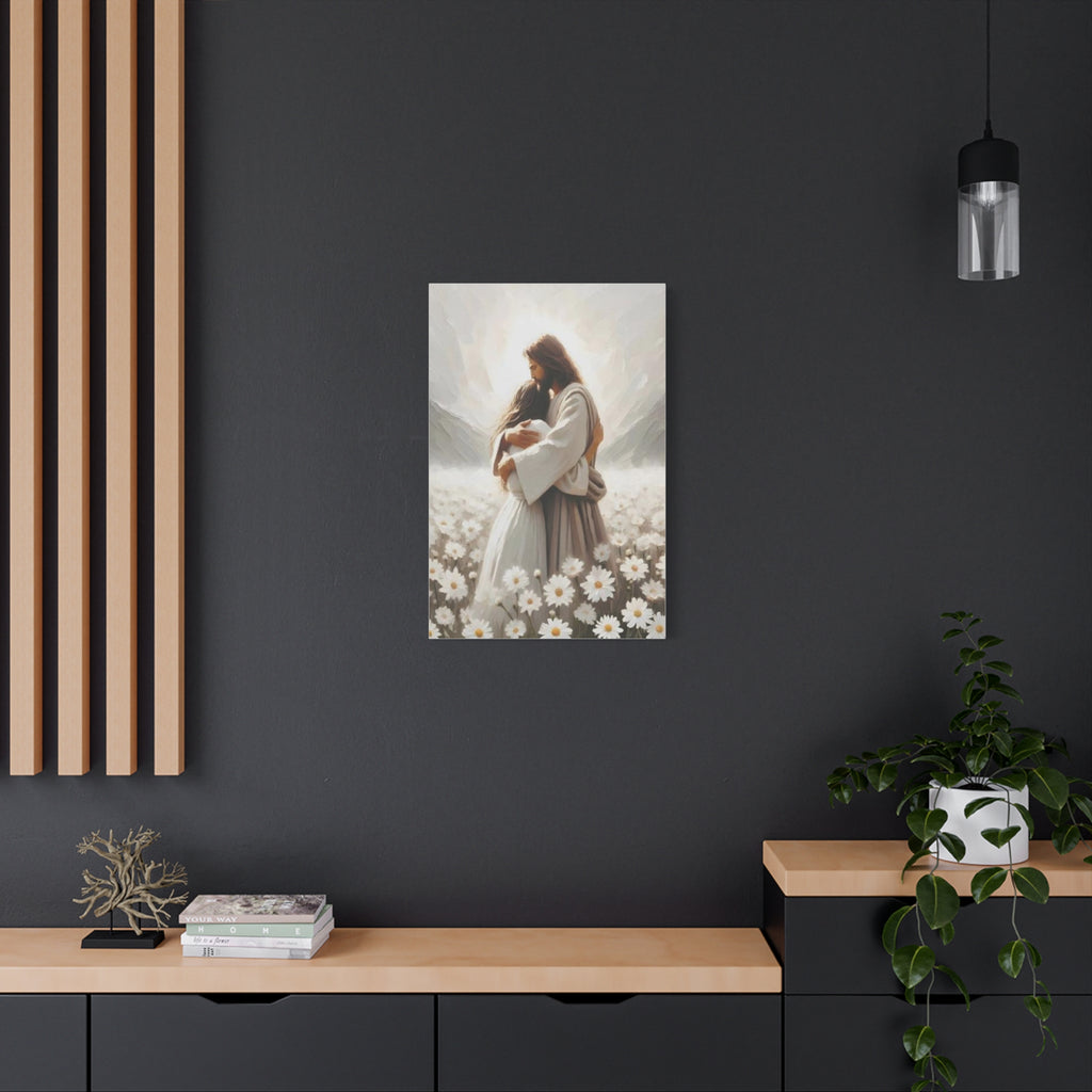 Jesus Embrace Canvas Wall Art – Christian Faith Artwork of Christ’s Love | Inspirational Christian Home Décor