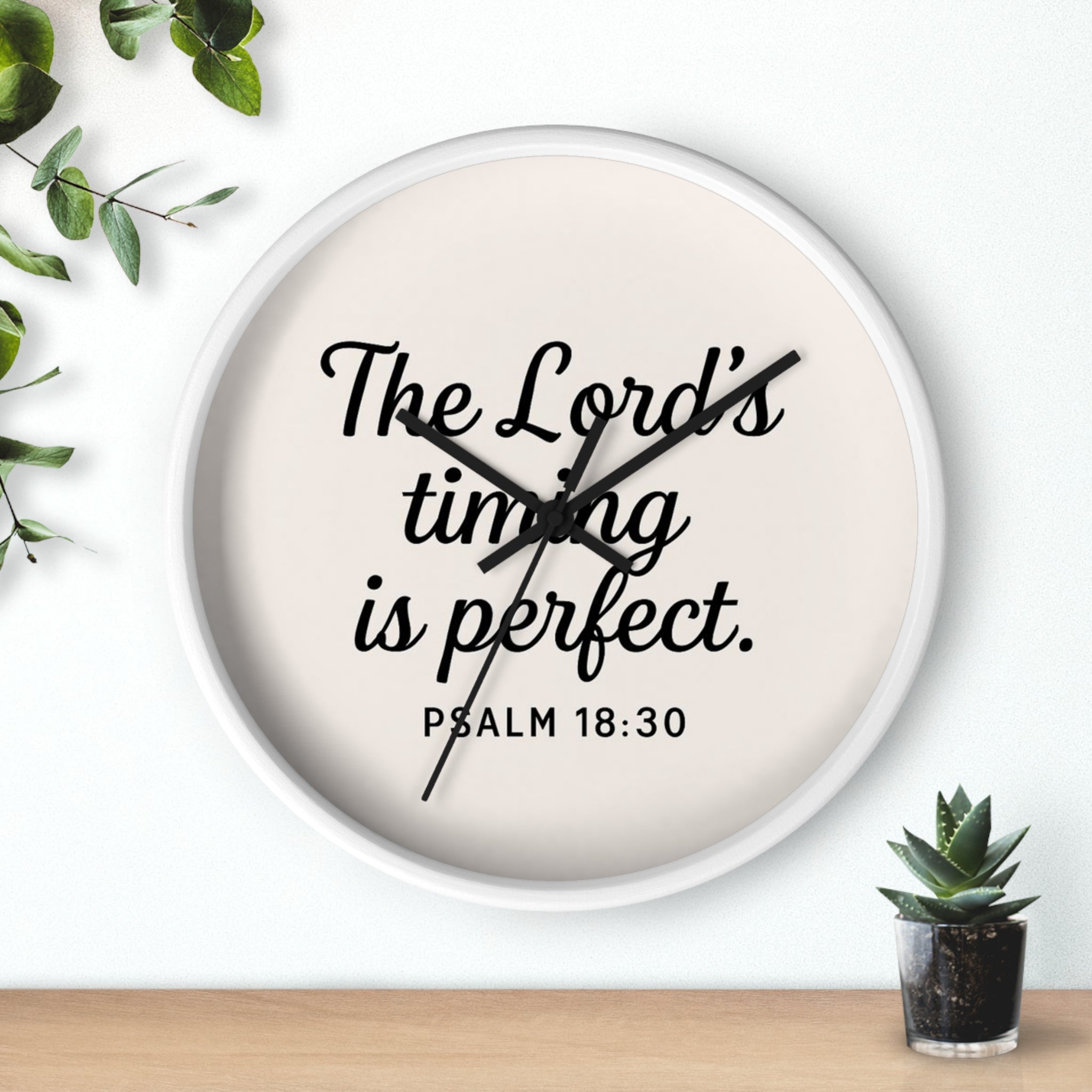 “The Lord’s Timing Is Perfect” Christian Wall Clock – Psalm 18:30 Faith-Inspired Home Décor | Faith & Home Co.