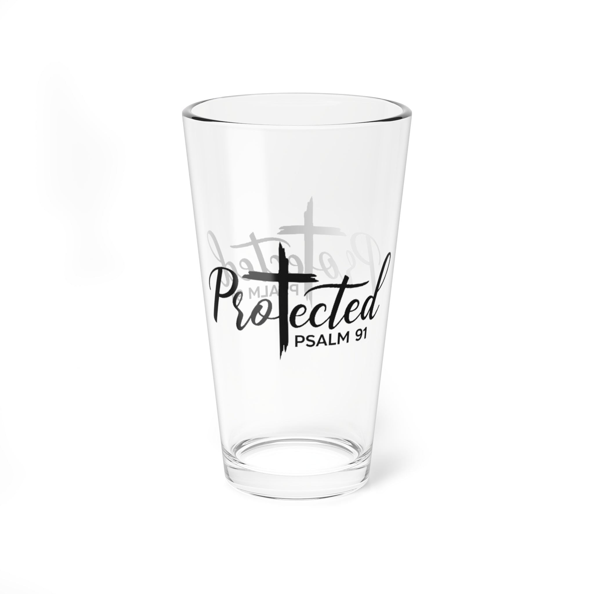 Protected Psalm 91 Christian Glass Cup – Faith-Based Scripture Drinking Glass with Cross, Inspirational Christian Gift