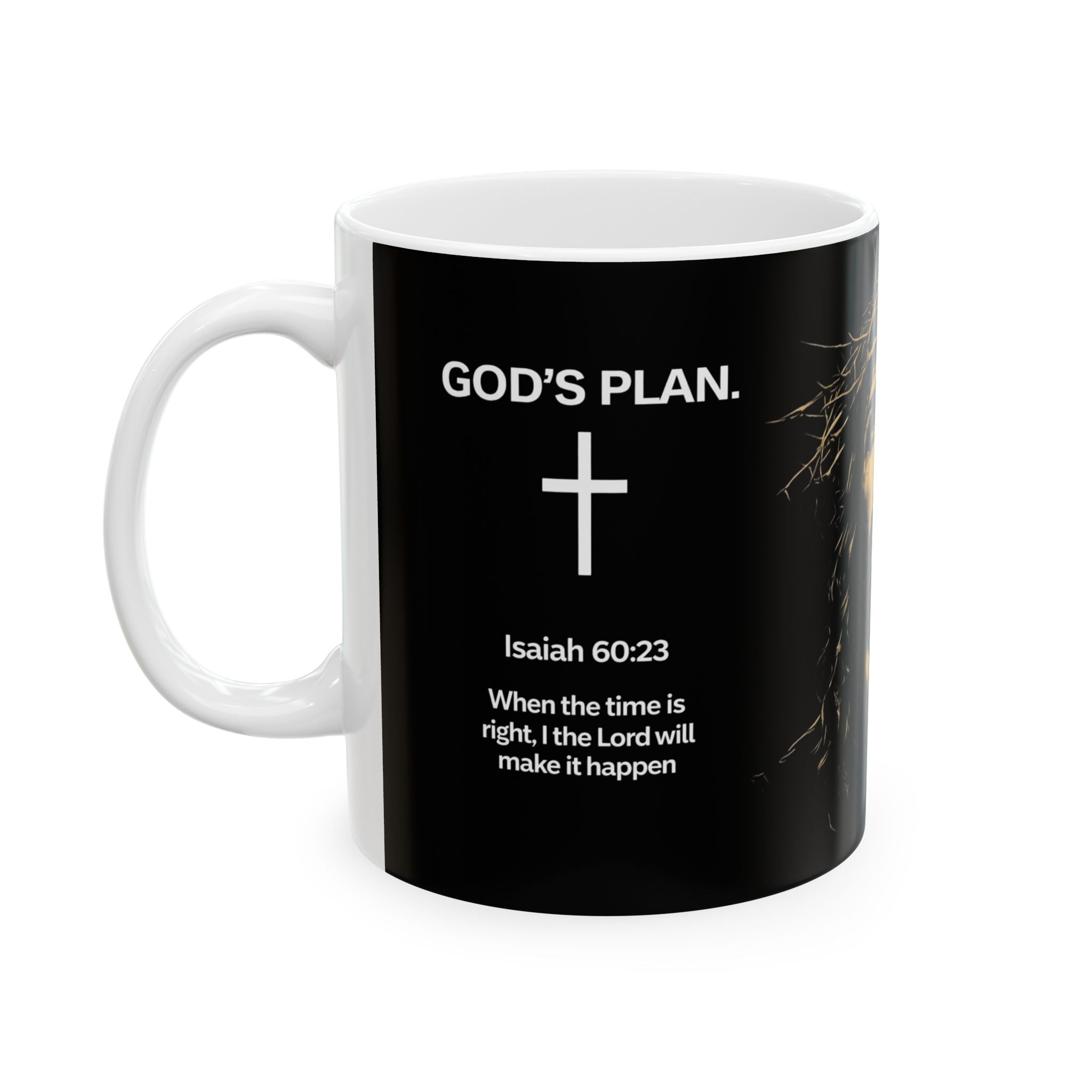 God’s Plan Christian Coffee Mug – Isaiah 60:23 Scripture Black Ceramic Cup