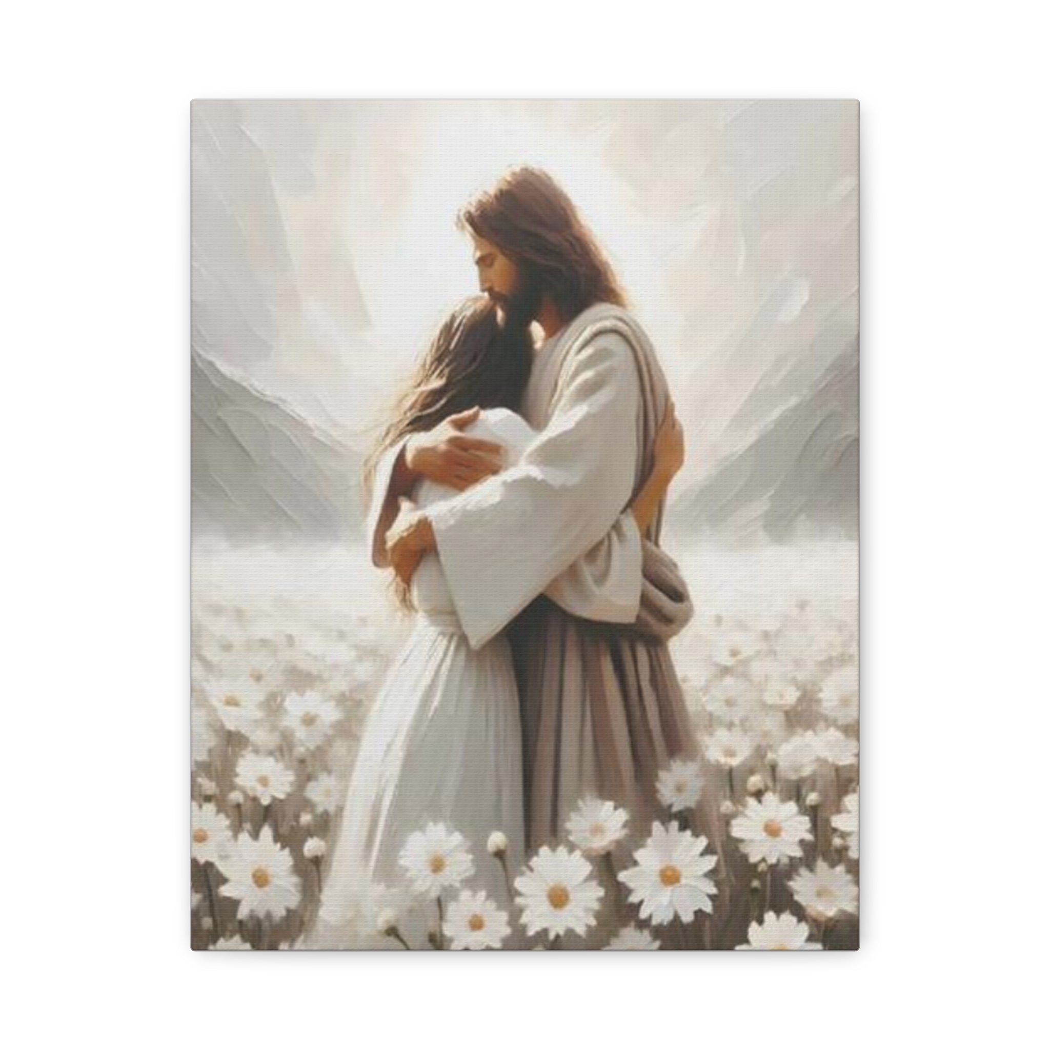 Jesus Embrace Canvas Wall Art – Christian Faith Artwork of Christ’s Love | Inspirational Christian Home Décor
