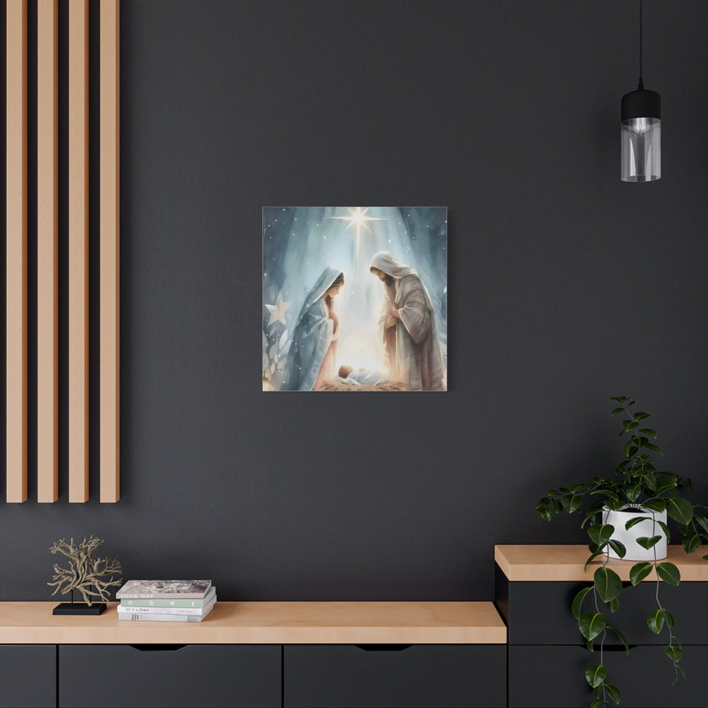 Holy Family Nativity Canvas Wall Art – Mary and Joseph Christian Christmas Artwork, Faith-Inspired Home Décor