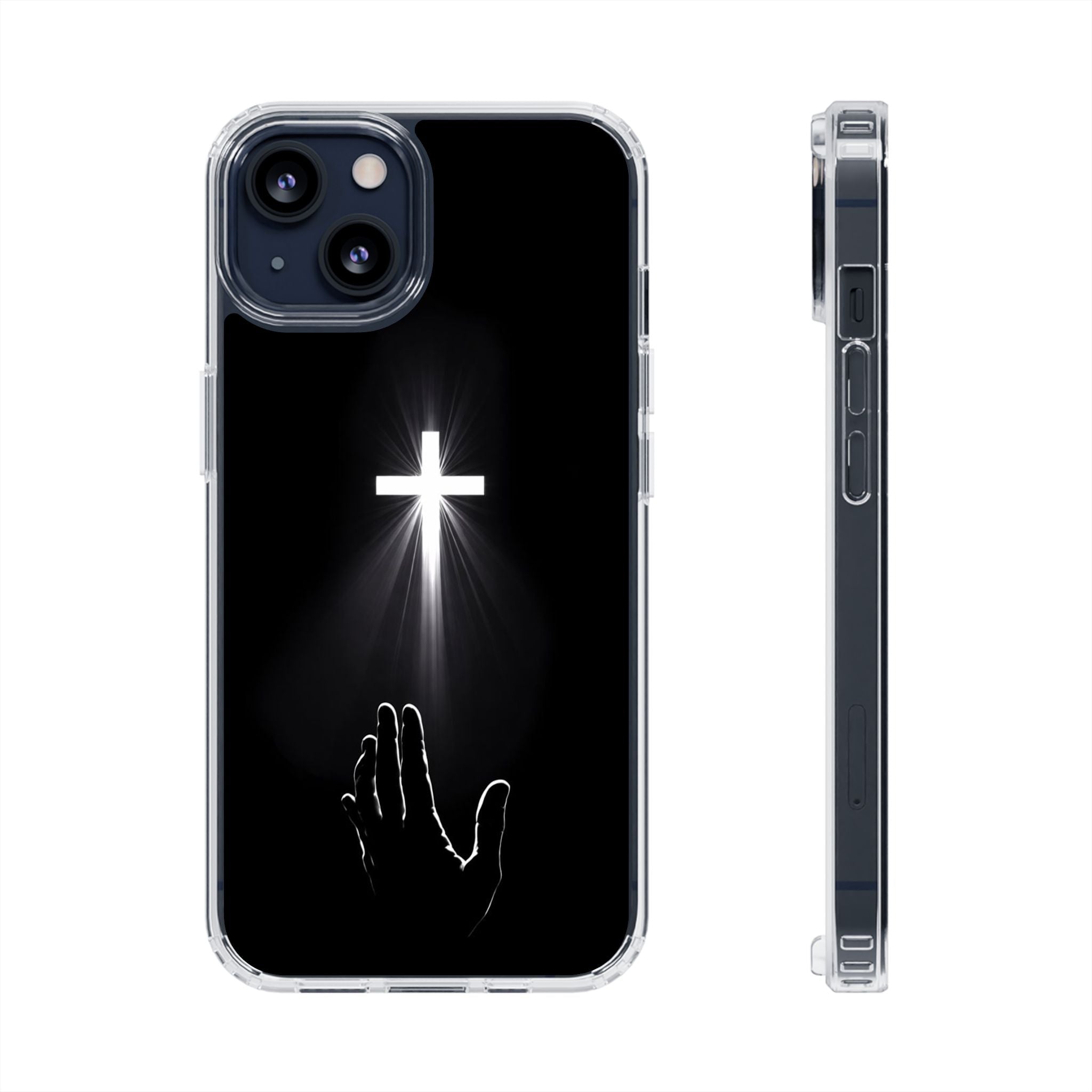 Christian Phone Case with Glowing Cross – Faith Over Fear Inspirational Protective iPhone Case | Religious Christian Cover