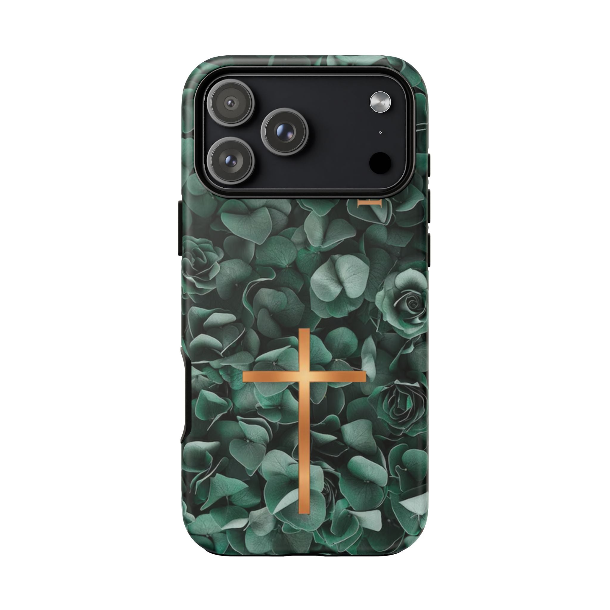 Christian Floral iPhone Case with Cross – Forest Green Faith Phone Cover | Faith & Home Co