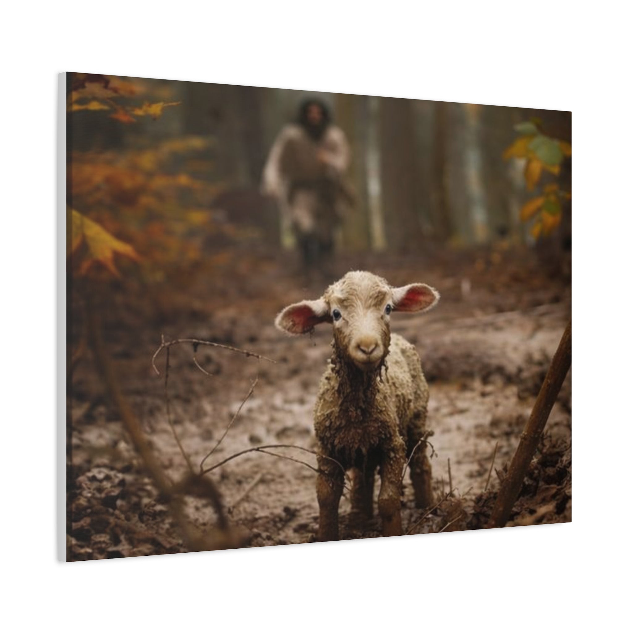 The Lost Lamb Canvas Wall Art | Faith-Inspired Christian Home Décor | Shepherd & Lamb Biblical Artwork
