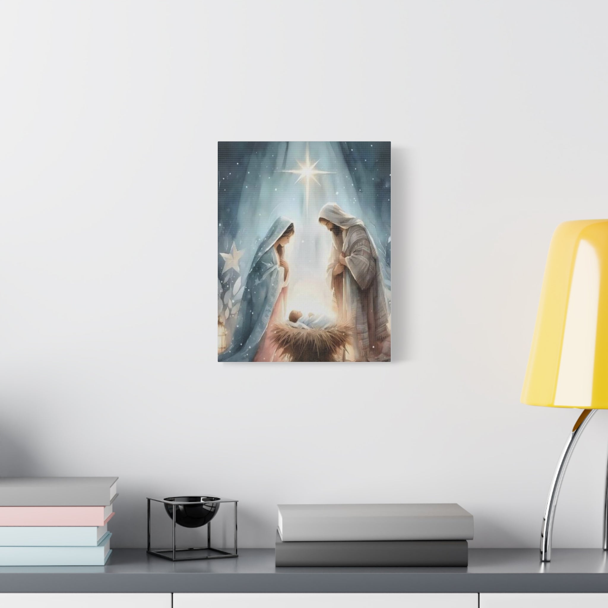 Holy Family Nativity Canvas Wall Art – Mary and Joseph Christian Christmas Artwork, Faith-Inspired Home Décor