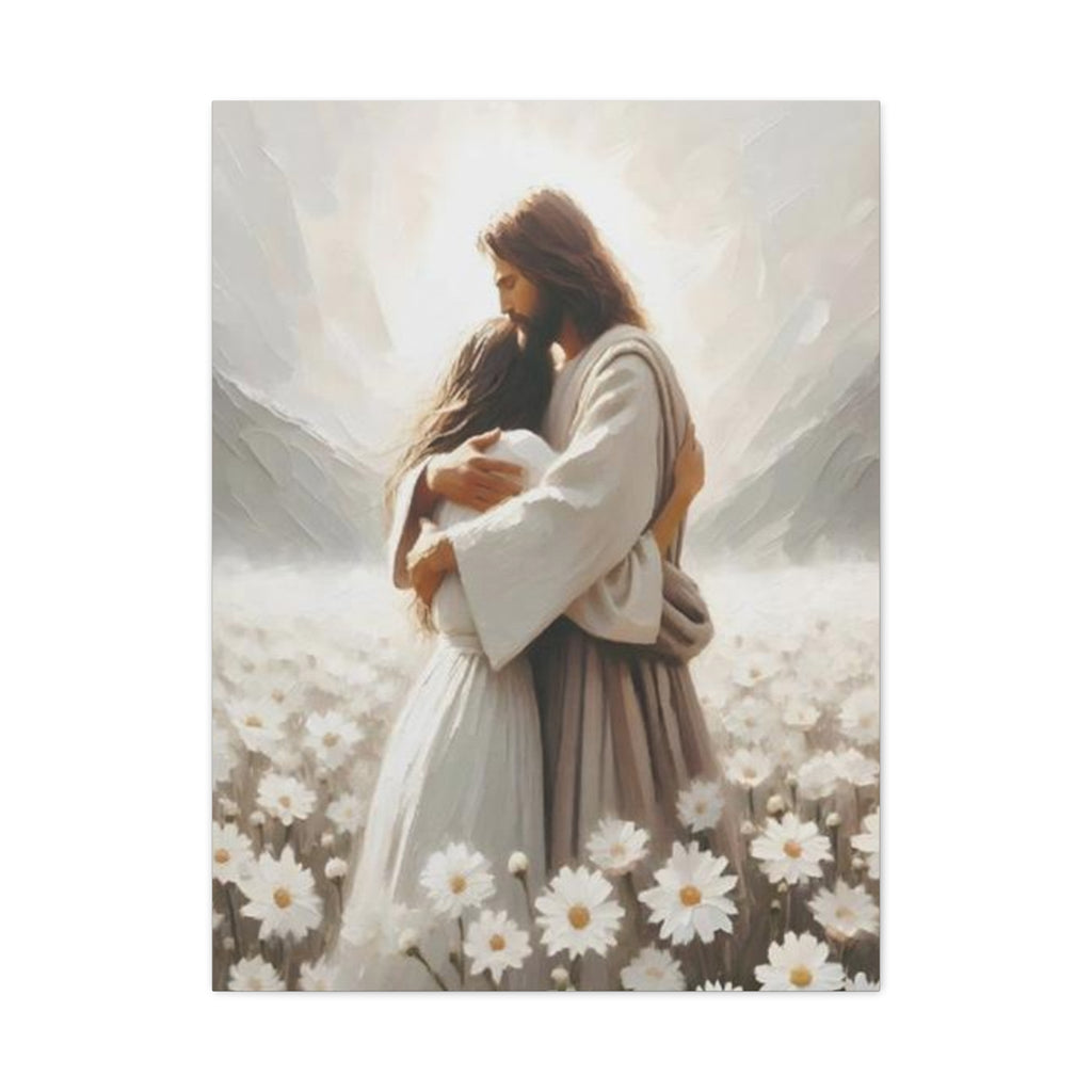 Jesus Embrace Canvas Wall Art – Christian Faith Artwork of Christ’s Love | Inspirational Christian Home Décor