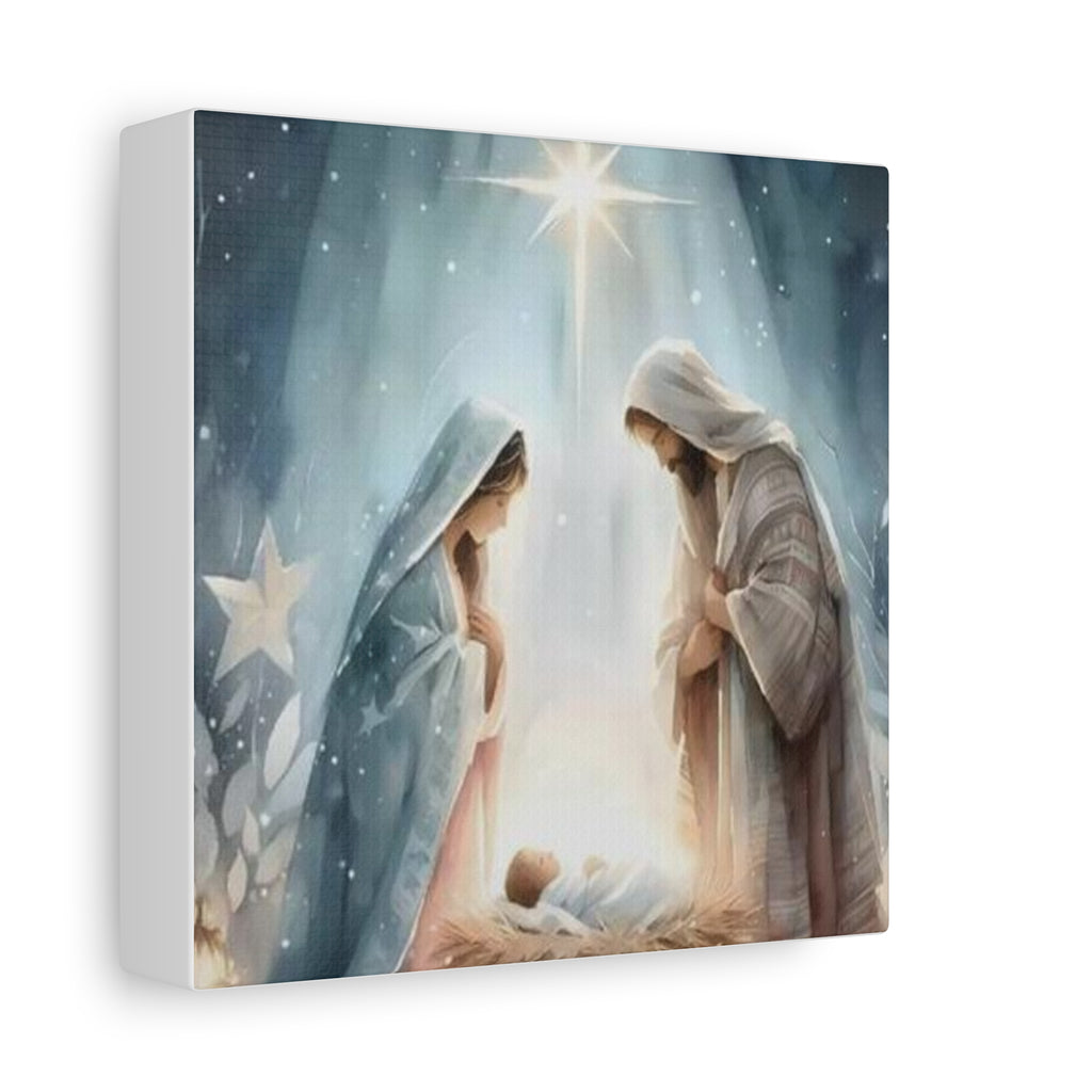 Holy Family Nativity Canvas Wall Art – Mary and Joseph Christian Christmas Artwork, Faith-Inspired Home Décor