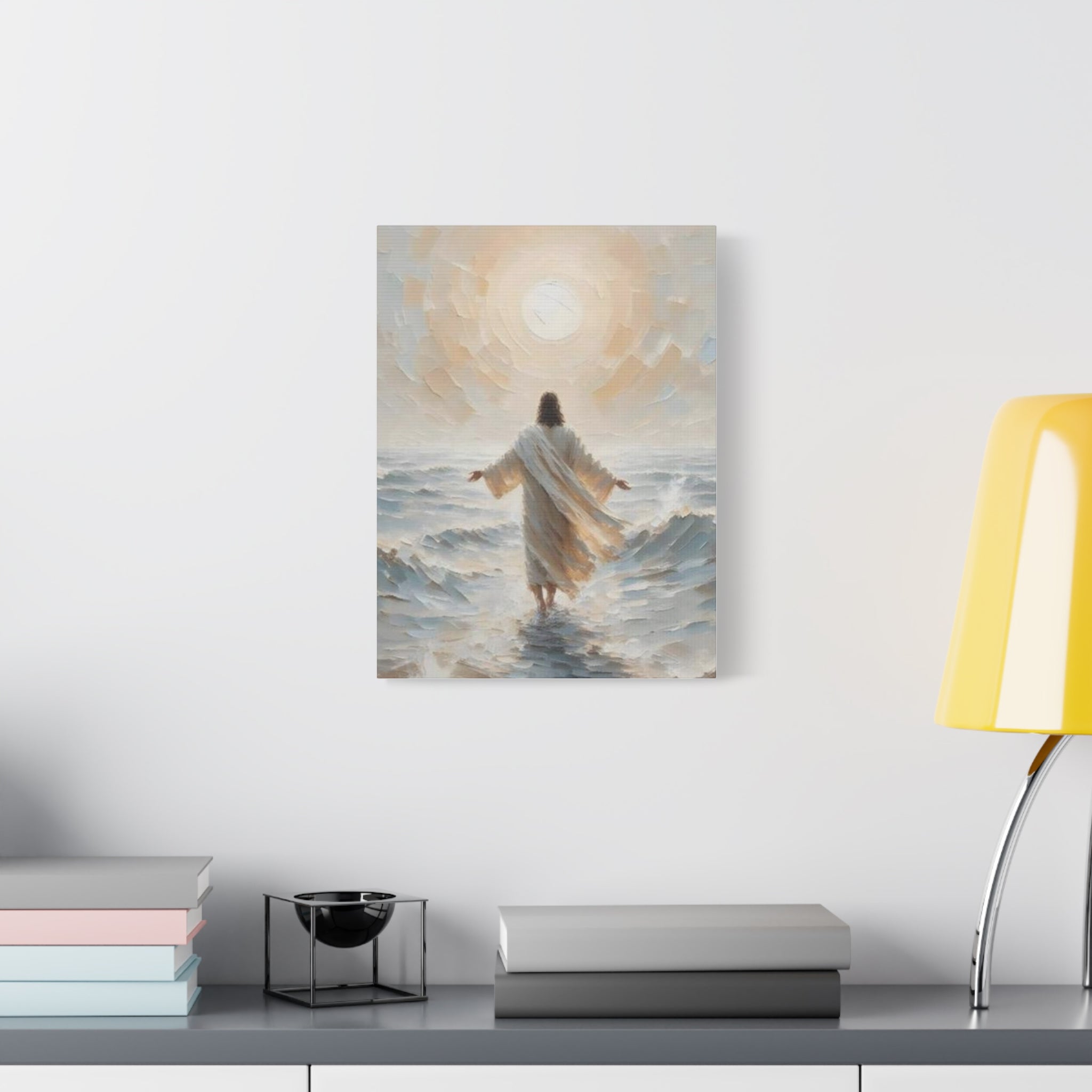 Jesus Walking on Water Canvas Wall Art – Christian Faith Ocean Artwork | Inspirational Christian Home Décor