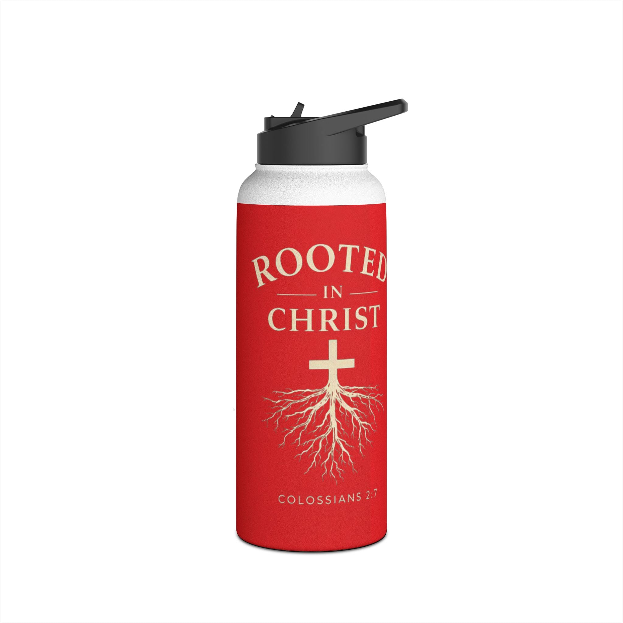Rooted in Christ Christian Water Bottle – Colossians 2:7 Faith-Based Stainless Steel Tumbler, Inspirational Scripture Drinkware