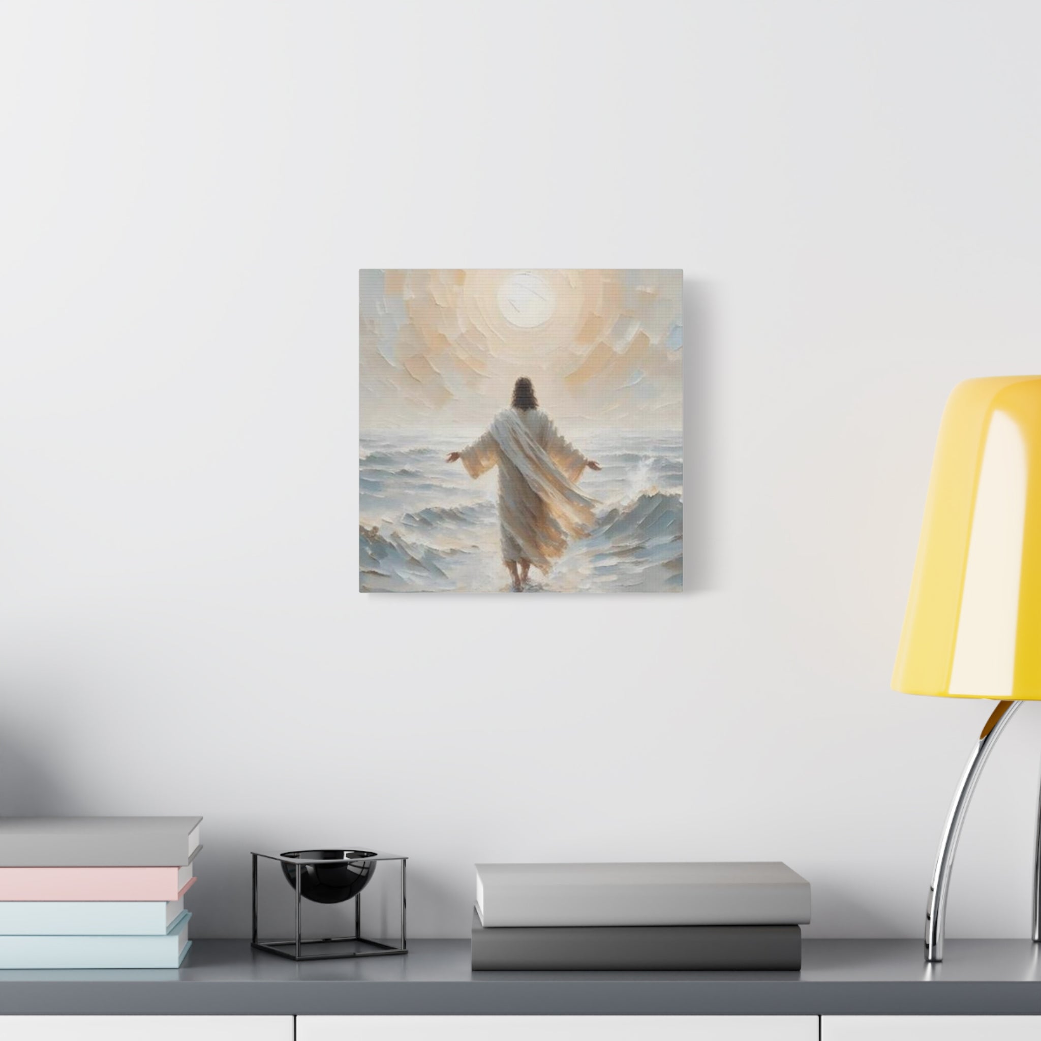 Jesus Walking on Water Canvas Wall Art – Christian Faith Ocean Artwork | Inspirational Christian Home Décor