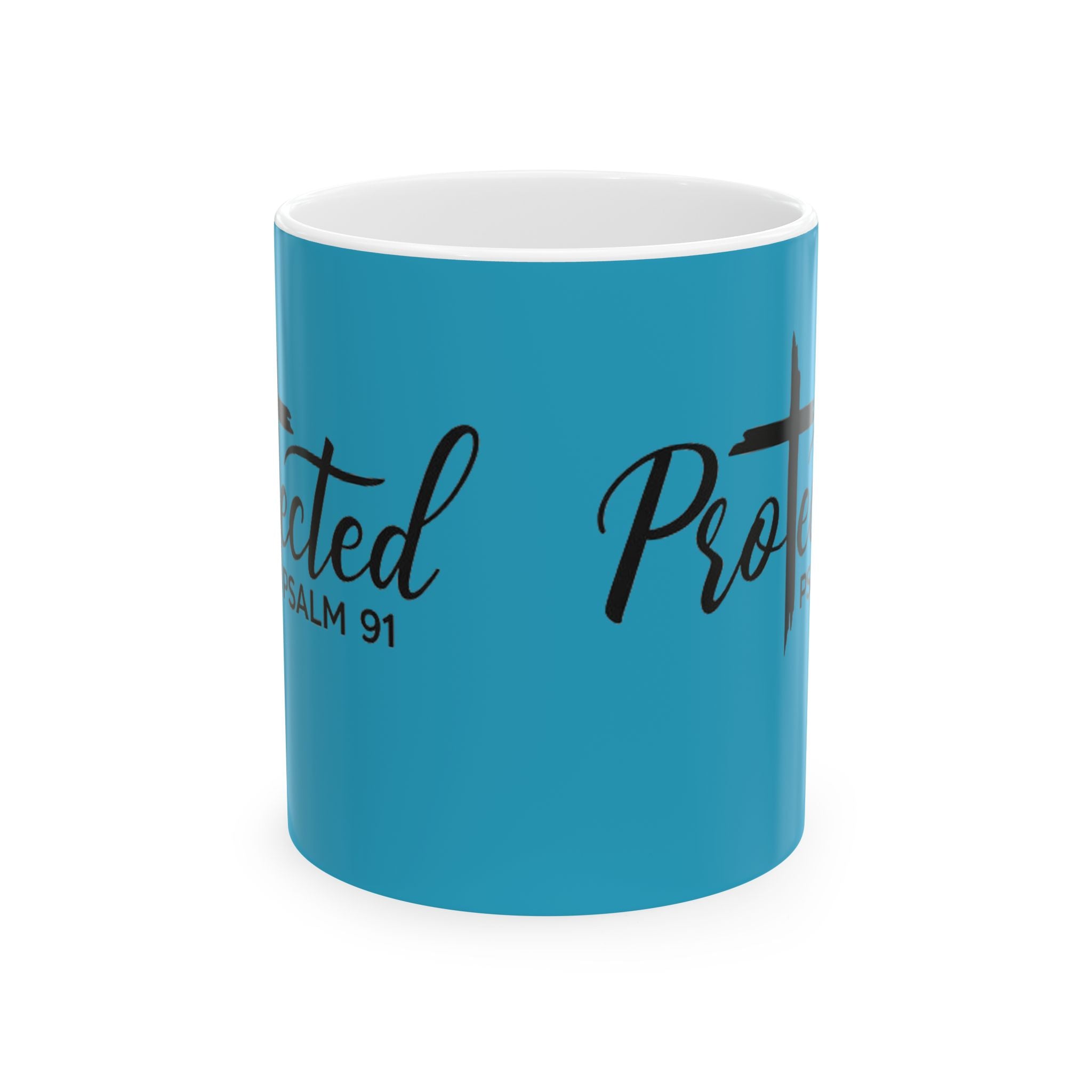 Protected Psalm 91 Christian Coffee Mug – Faith-Based Scripture Mug with Cross, Inspirational Christian Gift