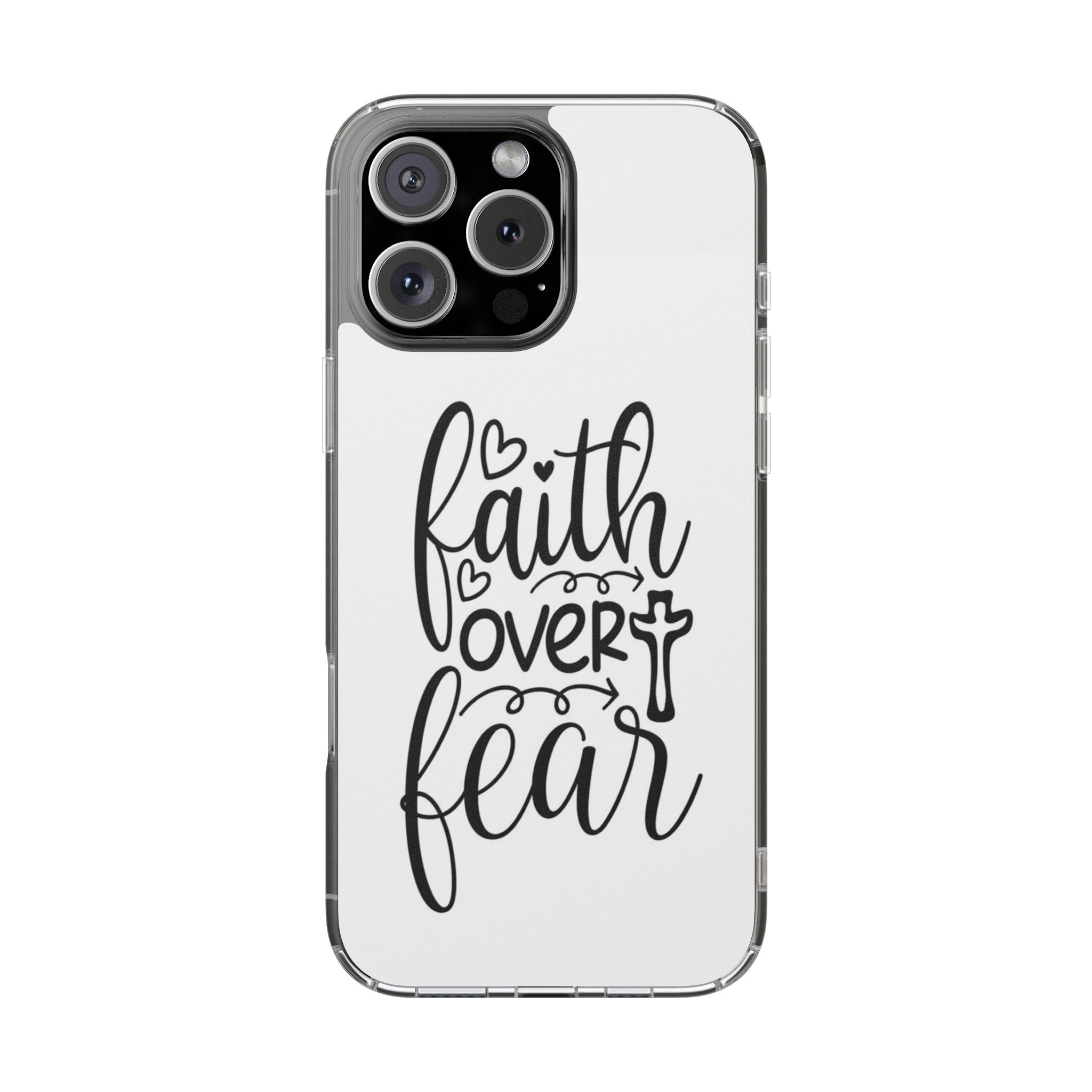 Faith Over Fear Christian Phone Case – Inspirational Scripture iPhone Case, Clear Faith-Based Protective Cover