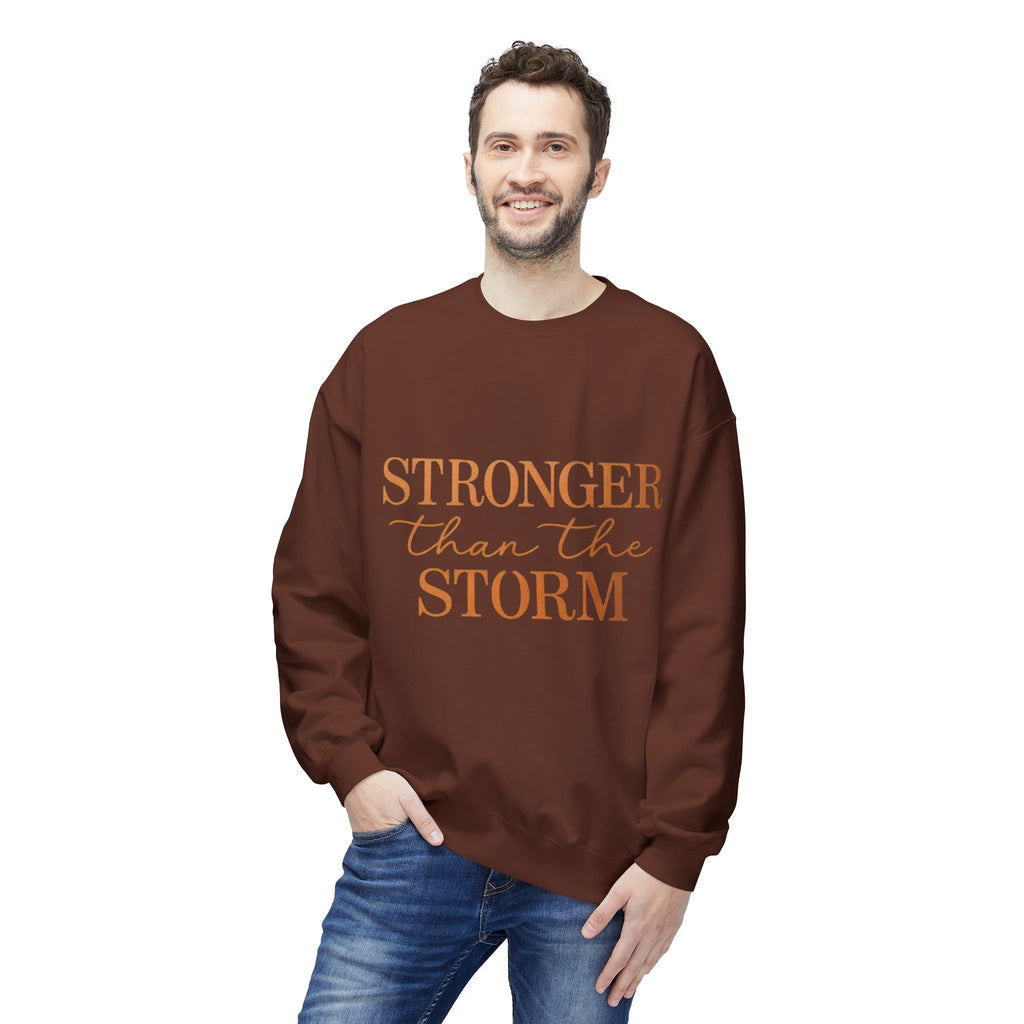 Stronger Than the Storm Sweatshirt – Inspirational Christian Crewneck | Cozy Faith-Based Encouragement Pullover