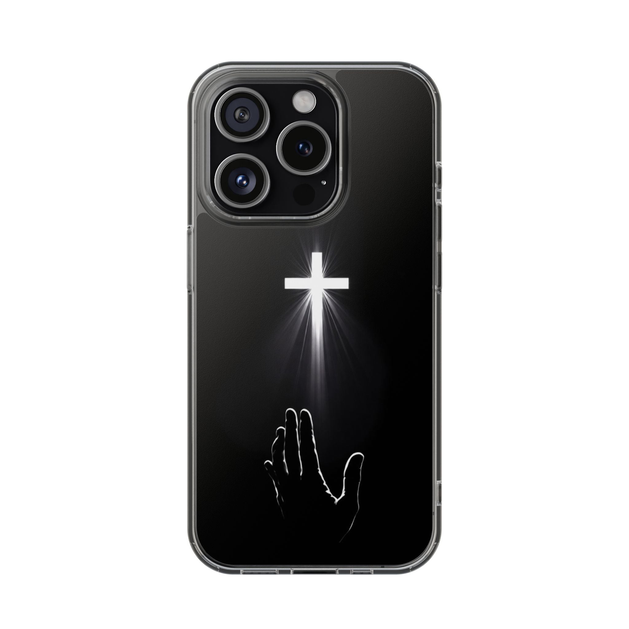 Christian Phone Case with Glowing Cross – Faith Over Fear Inspirational Protective iPhone Case | Religious Christian Cover