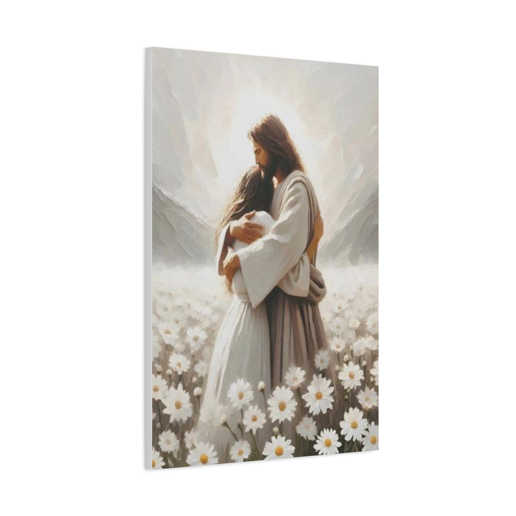 Jesus Embrace Canvas Wall Art – Christian Faith Artwork of Christ’s Love | Inspirational Christian Home Décor