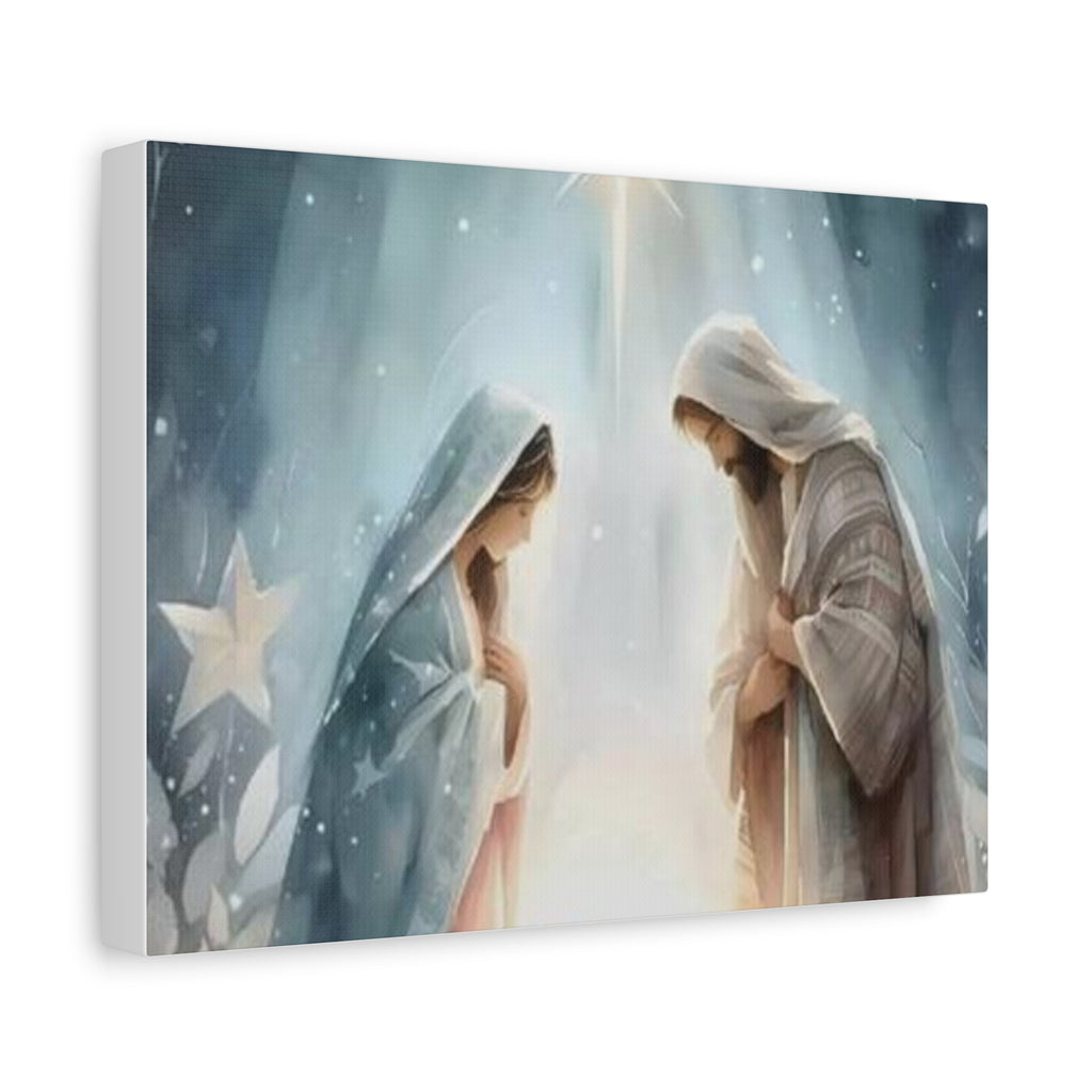 Holy Family Nativity Canvas Wall Art – Mary and Joseph Christian Christmas Artwork, Faith-Inspired Home Décor