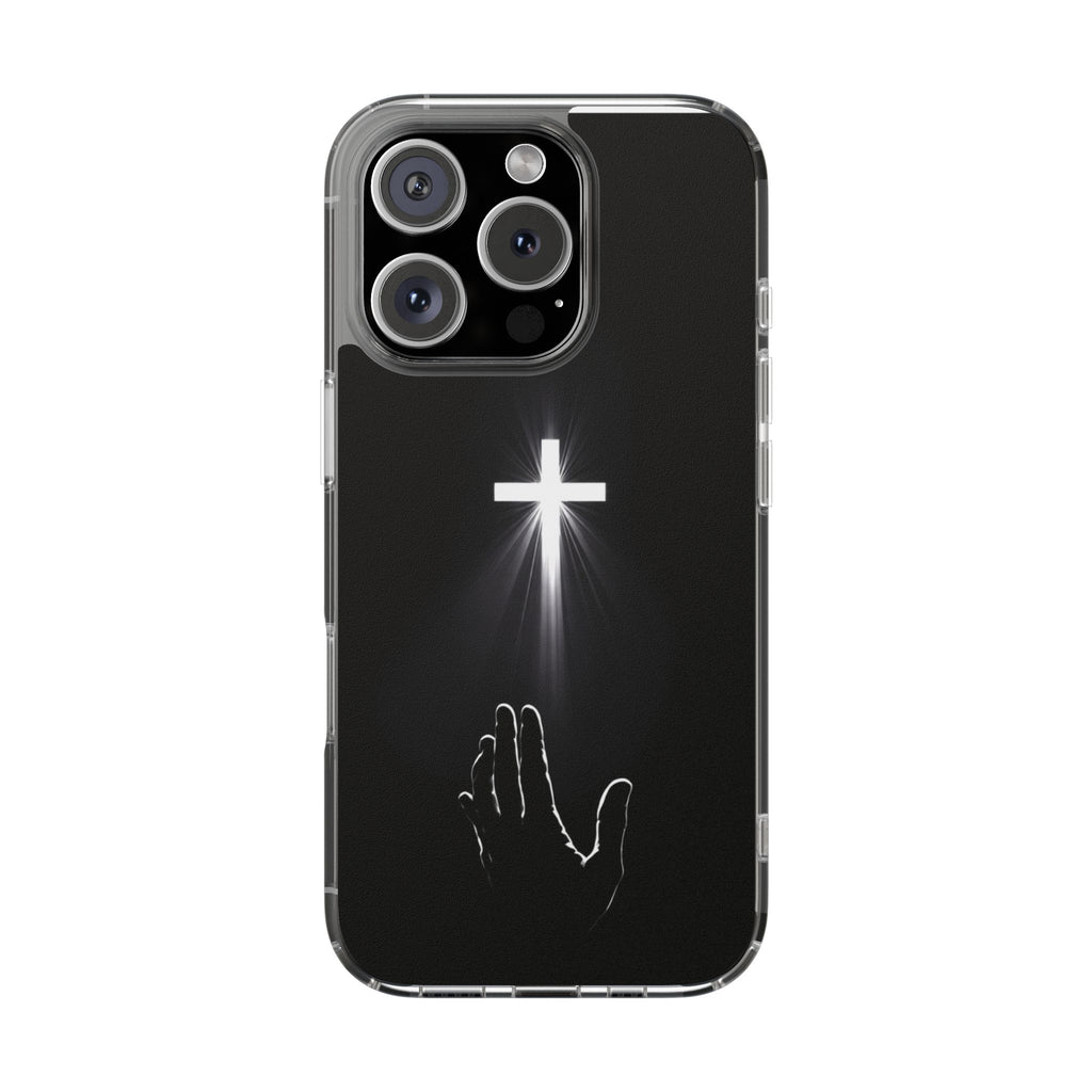 Christian Phone Case with Glowing Cross – Faith Over Fear Inspirational Protective iPhone Case | Religious Christian Cover