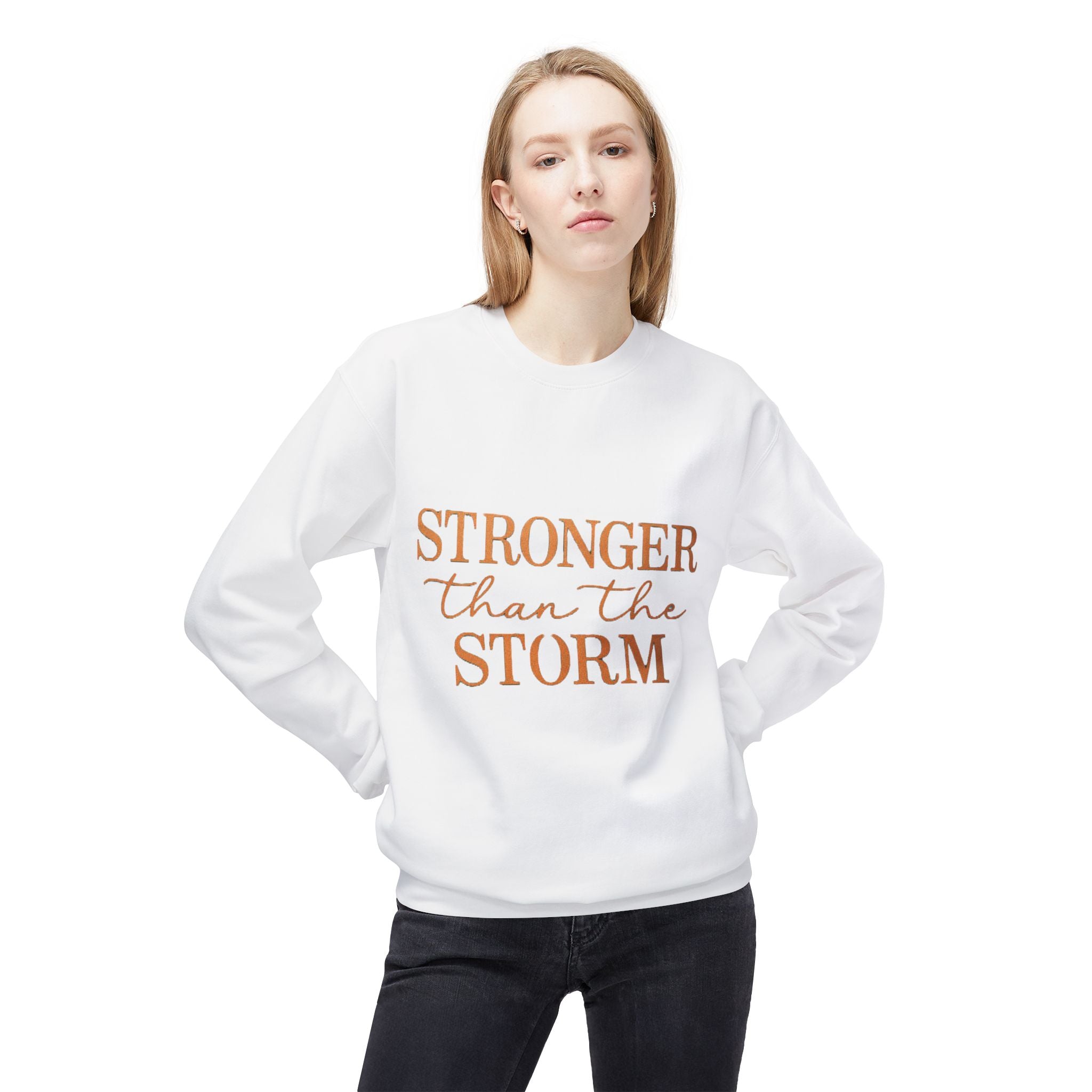 Stronger Than the Storm Sweatshirt – Inspirational Christian Crewneck | Cozy Faith-Based Encouragement Pullover