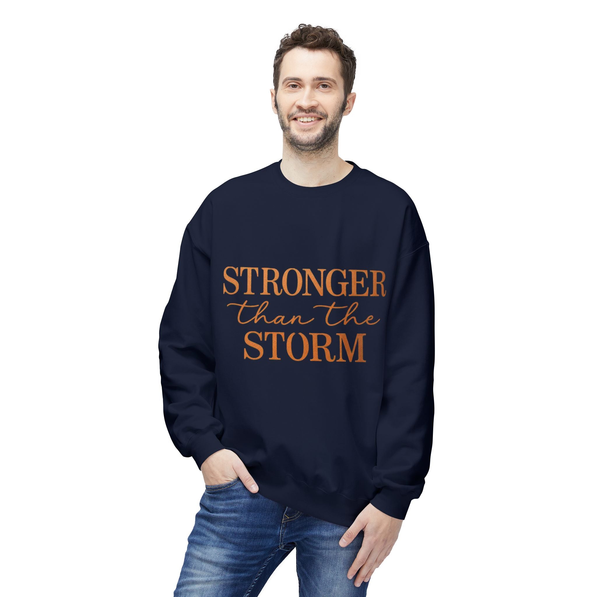 Stronger Than the Storm Sweatshirt – Inspirational Christian Crewneck | Cozy Faith-Based Encouragement Pullover